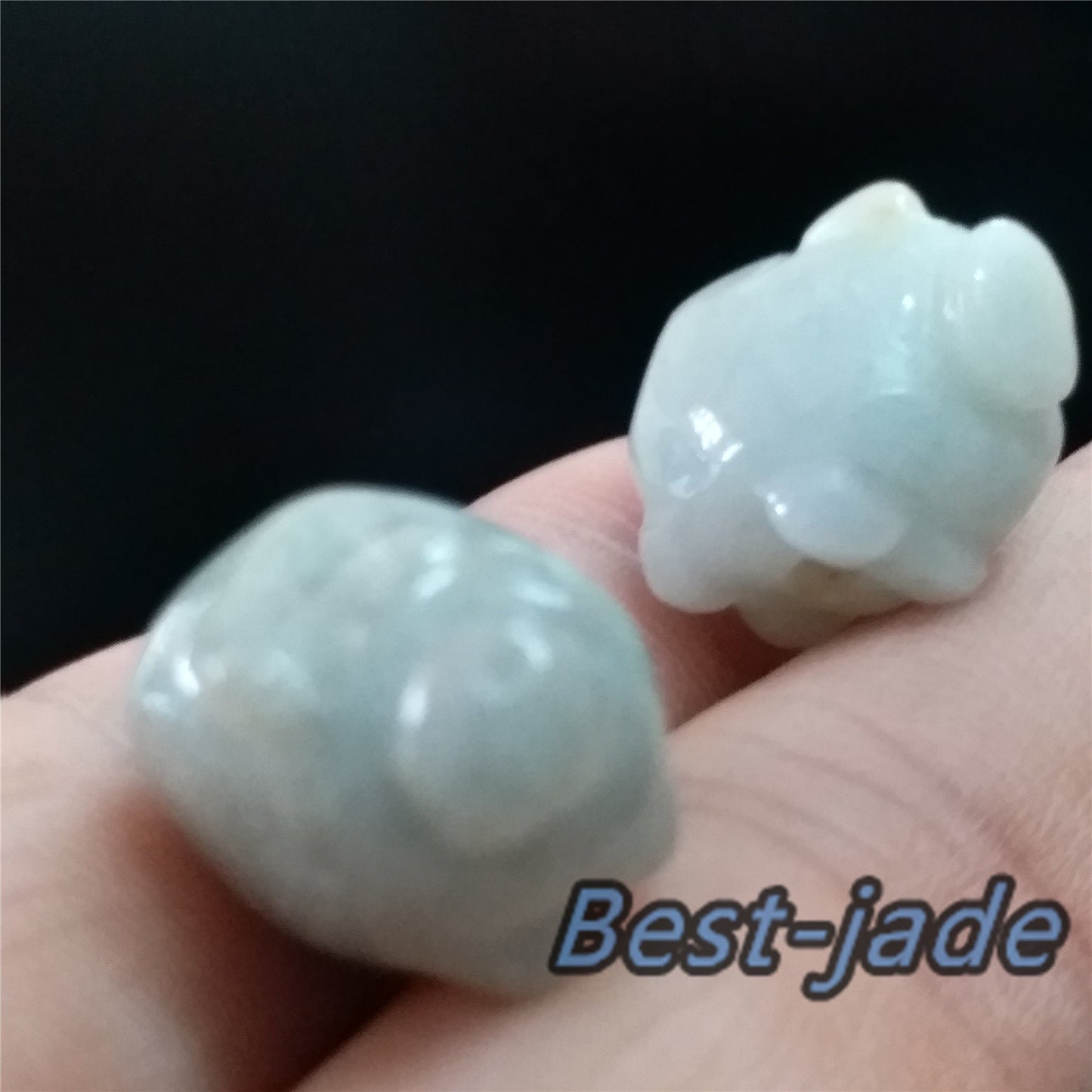 1pair Piggy Grade A Jade Natural Pure Green Burma Jadeite Beads Hand Carved Baby pendant Gemstone Type A Jadeite