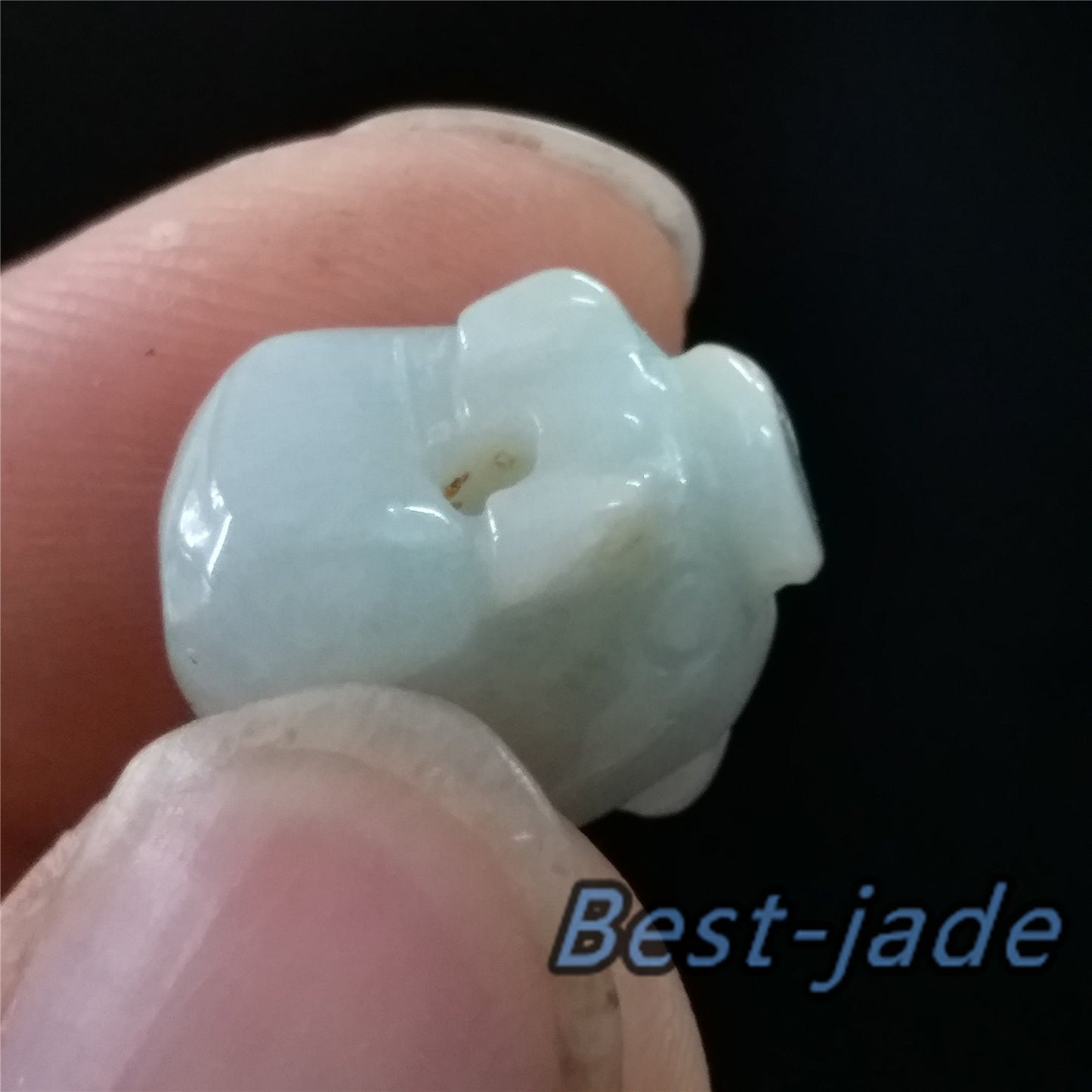 1pair Piggy Grade A Jade Natural Pure Green Burma Jadeite Beads Hand Carved Baby pendant Gemstone Type A Jadeite