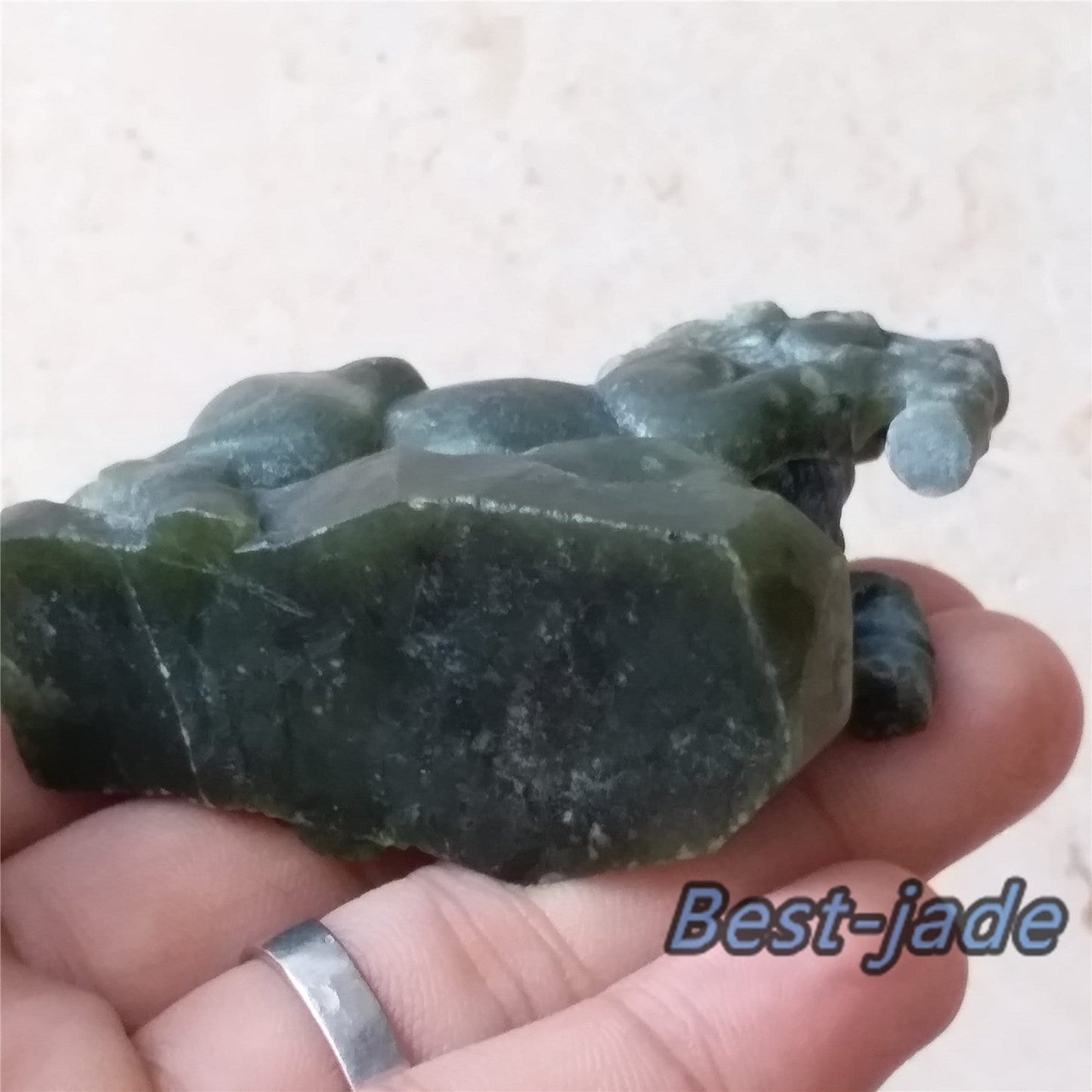 Horse Decoration Nephrite jasper handmade no polishing jade