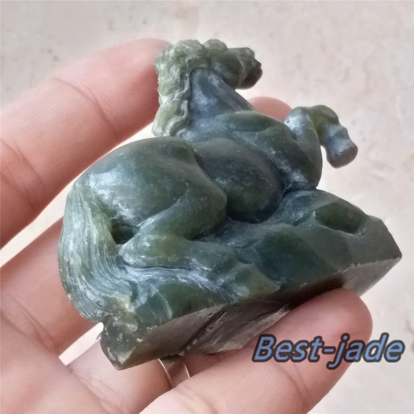 Horse Decoration Nephrite jasper handmade no polishing jade