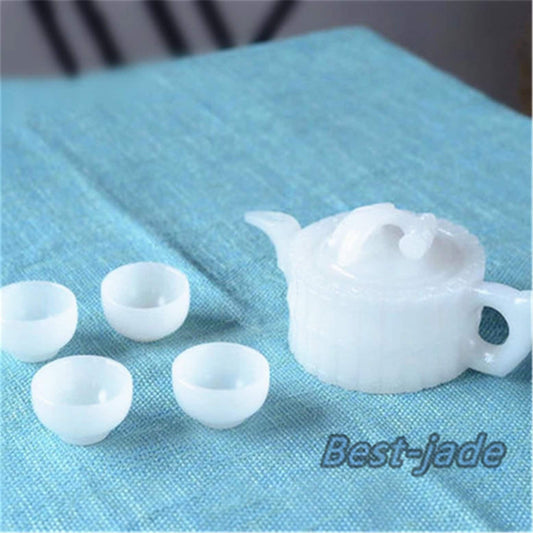 Afghanistan white jade Teapot Natural  jade handmade drinking Teapot set wine glass cup white jade Birthday gift no treatment A jade stone