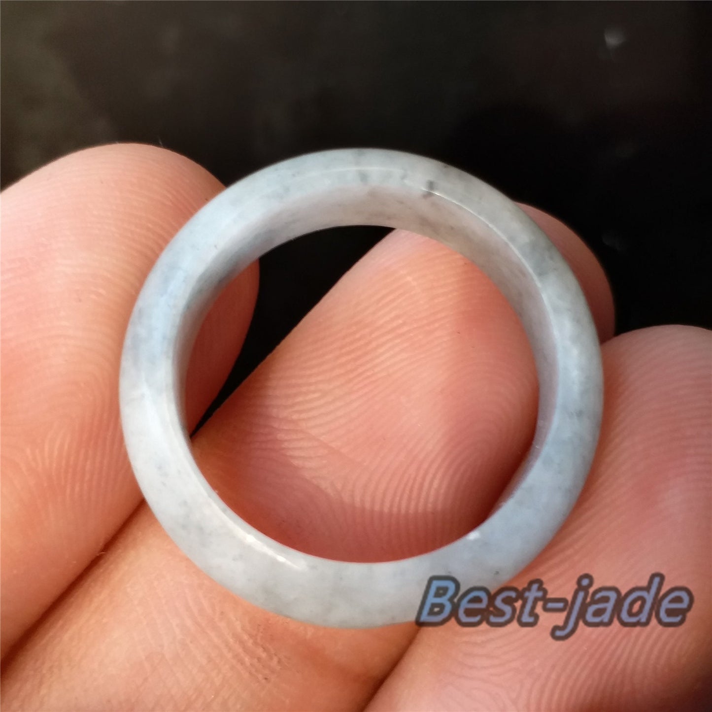 19.1mm Grade A jade Narrow Band Ring  Natural Real Jadeite Hand carved bead Green gemstone Burma Lady  finger ring Type A stone Jewelry 103