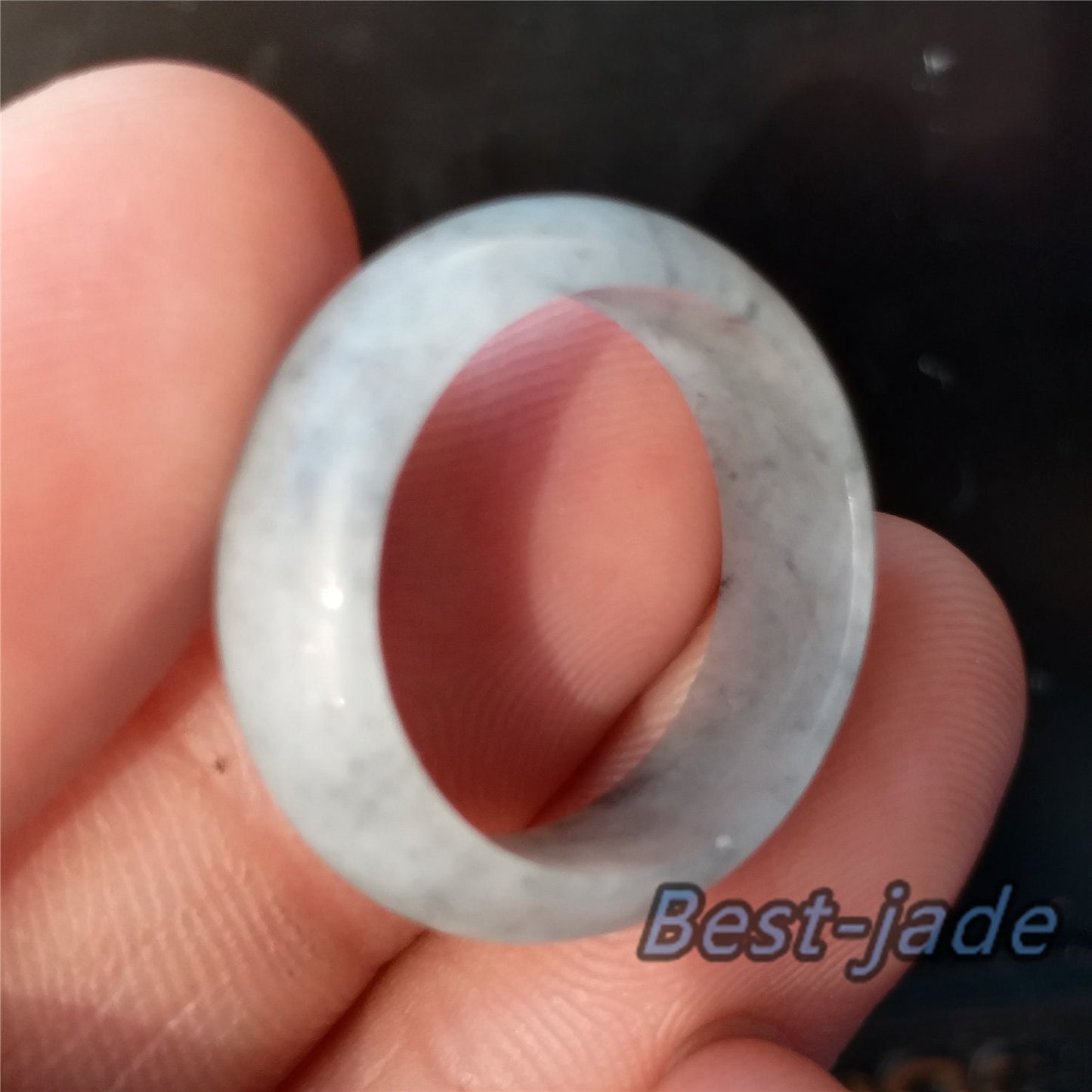 19.1mm Grade A jade Narrow Band Ring  Natural Real Jadeite Hand carved bead Green gemstone Burma Lady  finger ring Type A stone Jewelry 103