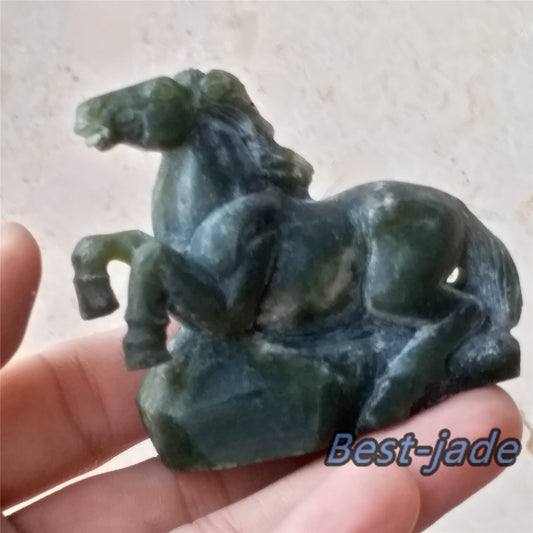 Horse Decoration Nephrite jasper handmade no polishing jade