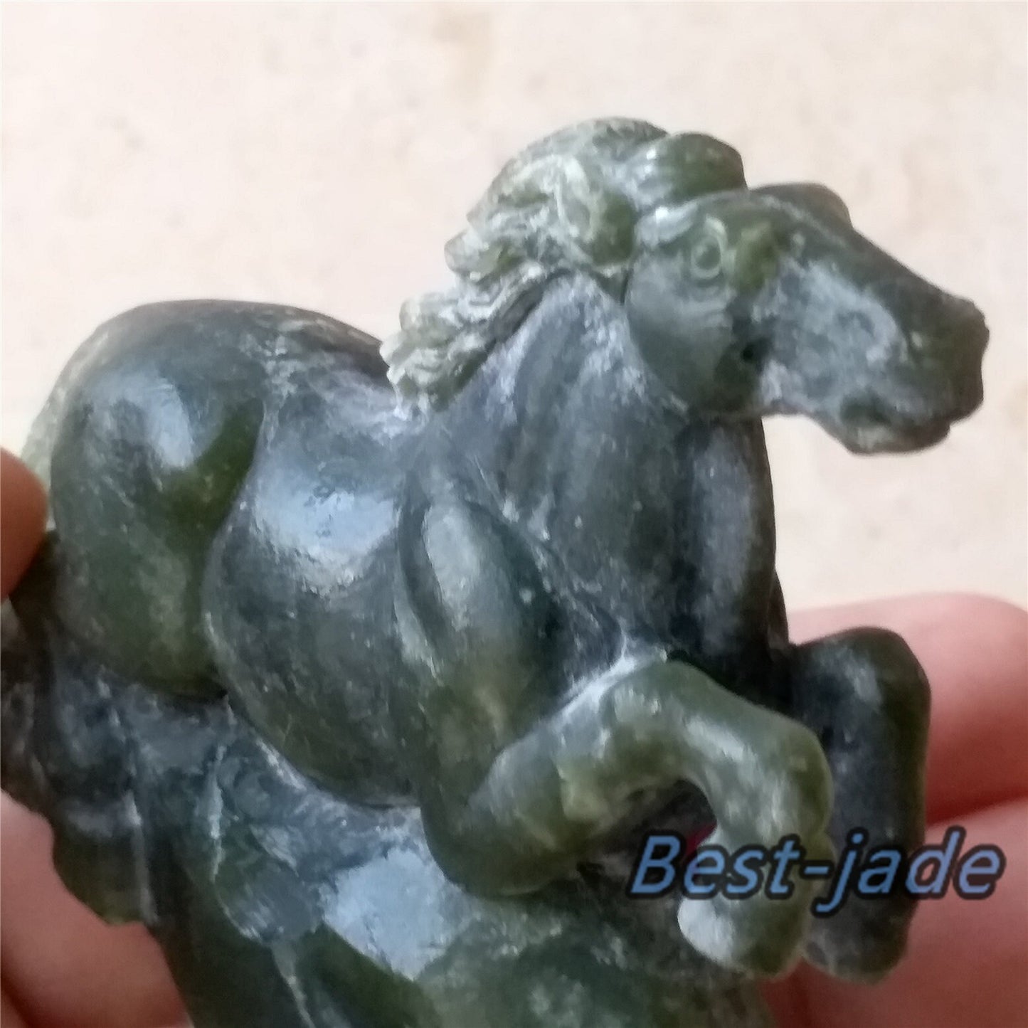 Horse Decoration Nephrite jasper handmade no polishing jade