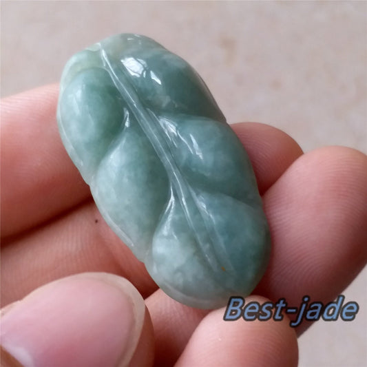 Vintage Leaf Grade A Jadeite  Hand craved Natural Green Burma jade Lady pendant necklace BEADS Anhnger  Gemstone jadeit  Type A stone A