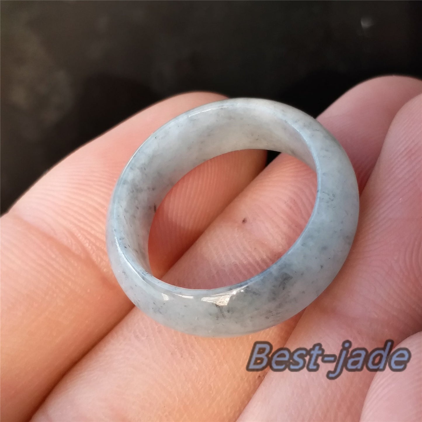 19.1mm Grade A jade Narrow Band Ring  Natural Real Jadeite Hand carved bead Green gemstone Burma Lady  finger ring Type A stone Jewelry 103