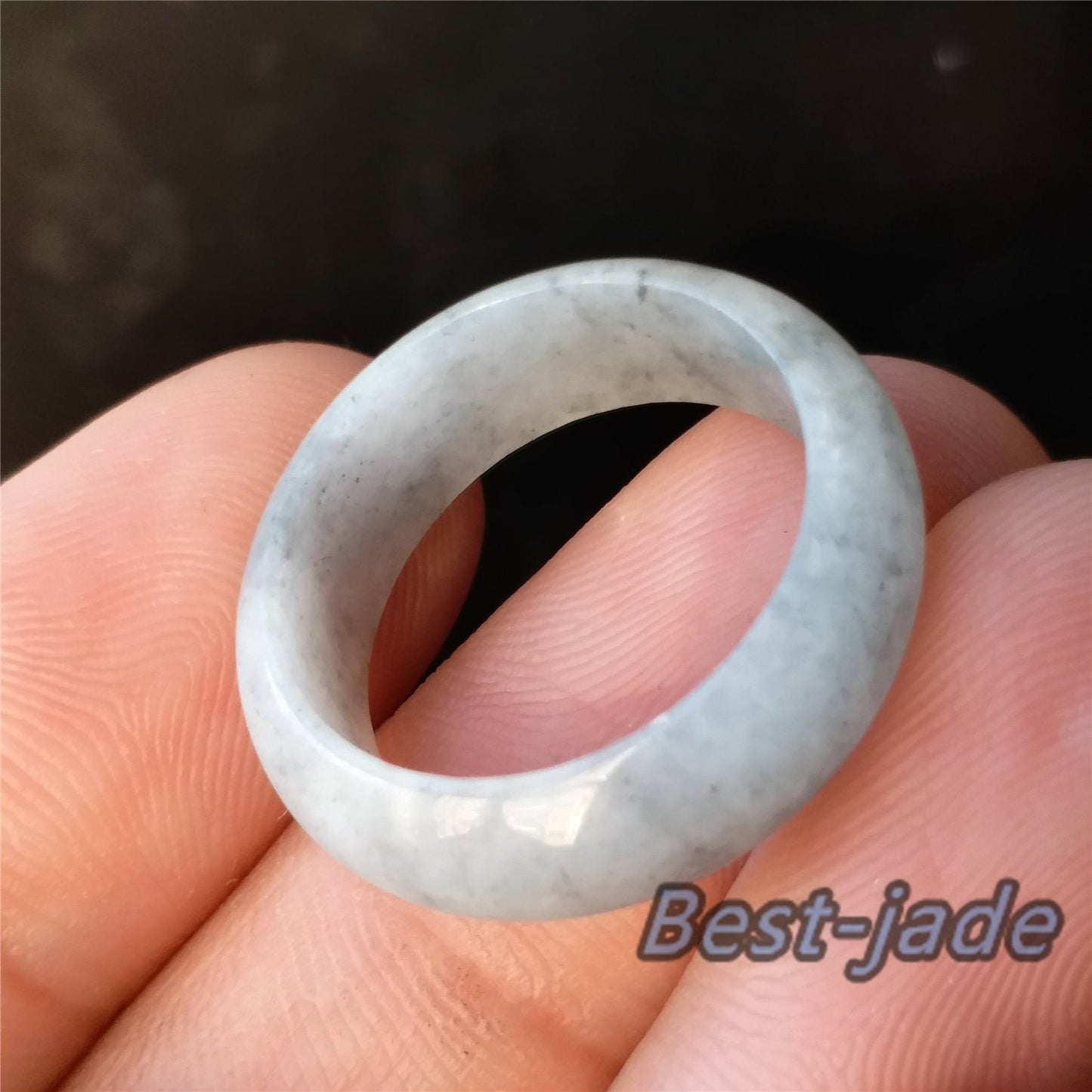 19.1mm Grade A jade Narrow Band Ring  Natural Real Jadeite Hand carved bead Green gemstone Burma Lady  finger ring Type A stone Jewelry 103