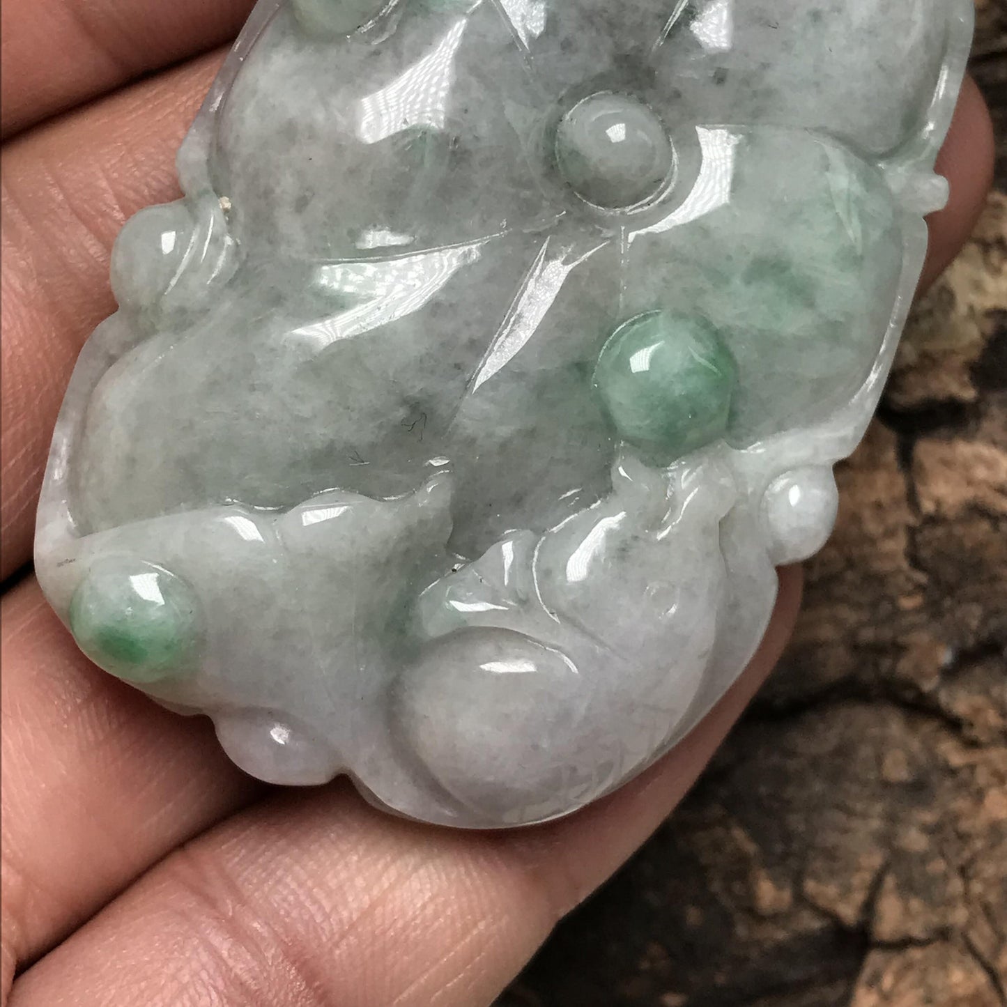 Big lotus Fish Ice Grade A Jade Natural Green Glass Burma Jadeite Beads children pendant Gemstone Type A Jadeite