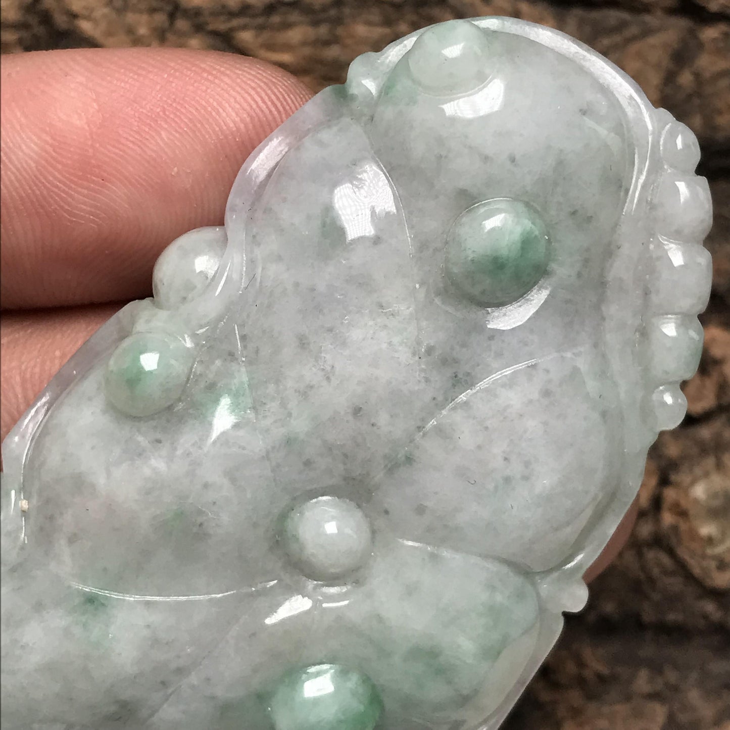 Big lotus Fish Ice Grade A Jade Natural Green Glass Burma Jadeite Beads children pendant Gemstone Type A Jadeite