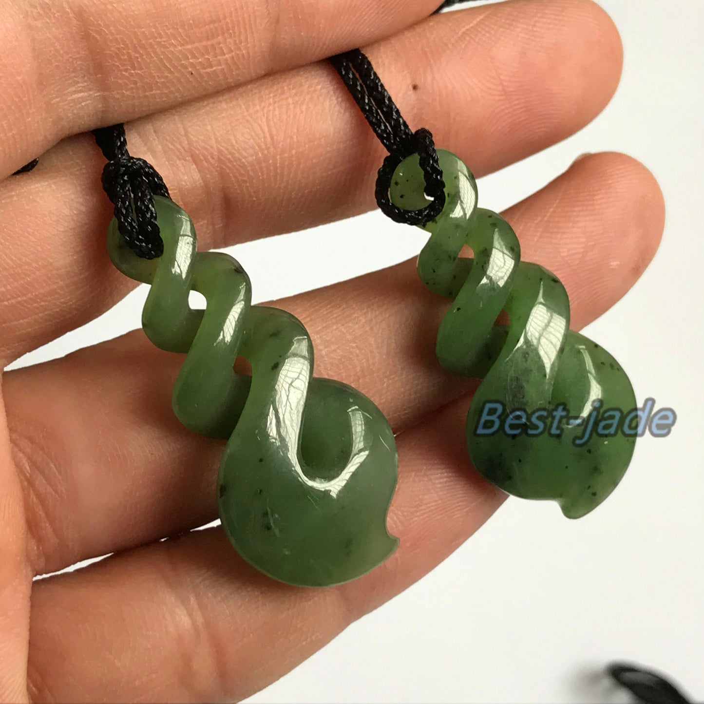 Twist Natural Green Nephrite Jade Pendant NEW ZEALAND Maori Style Greenstone Pounamu Earring Bc Canadian jasper Aquaman Hook Necklace