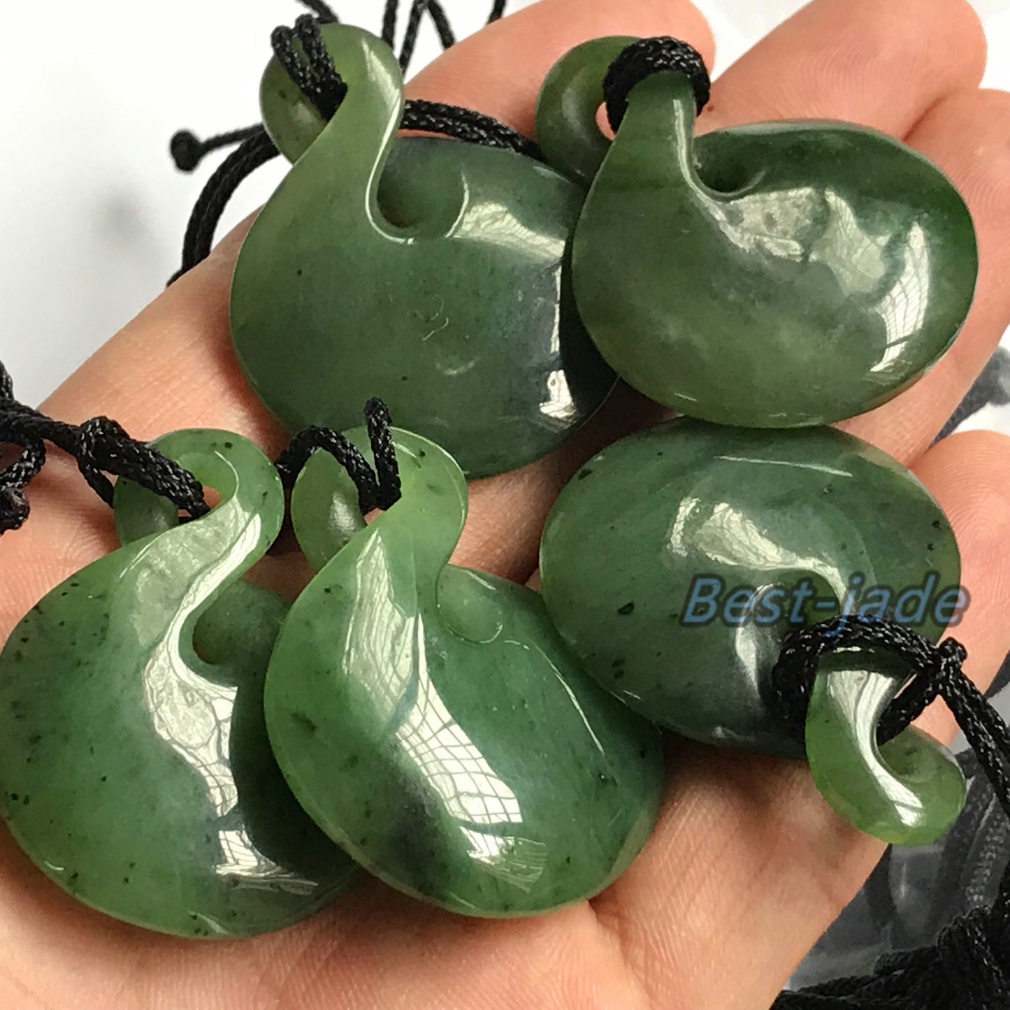 Natural Green Nephrite Jade Pendant NEW ZEALAND Maori Style Twist Greenstone Pounamu Earring Bc Canadian jasper Koru Hawaii Hook Necklace