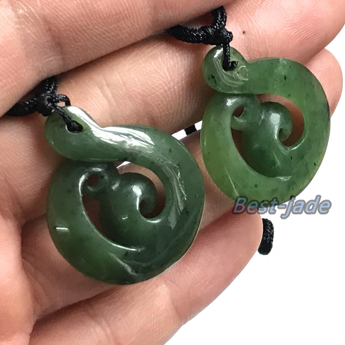 Custom-made Natural Green Nephrite Jade Pendant NEW ZEALAND Maori Style Greenstone Pounamu Canadian jade Koru Fish Hook Necklace