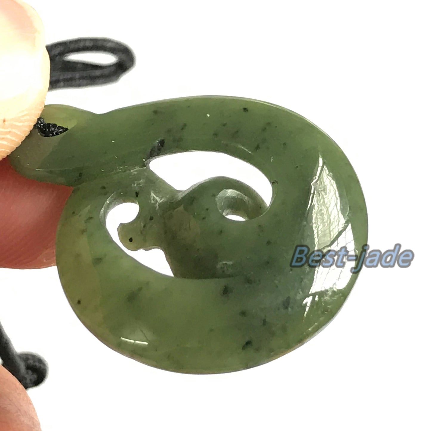 Custom-made Natural Green Nephrite Jade Pendant NEW ZEALAND Maori Style Greenstone Pounamu Canadian jade Koru Fish Hook Necklace