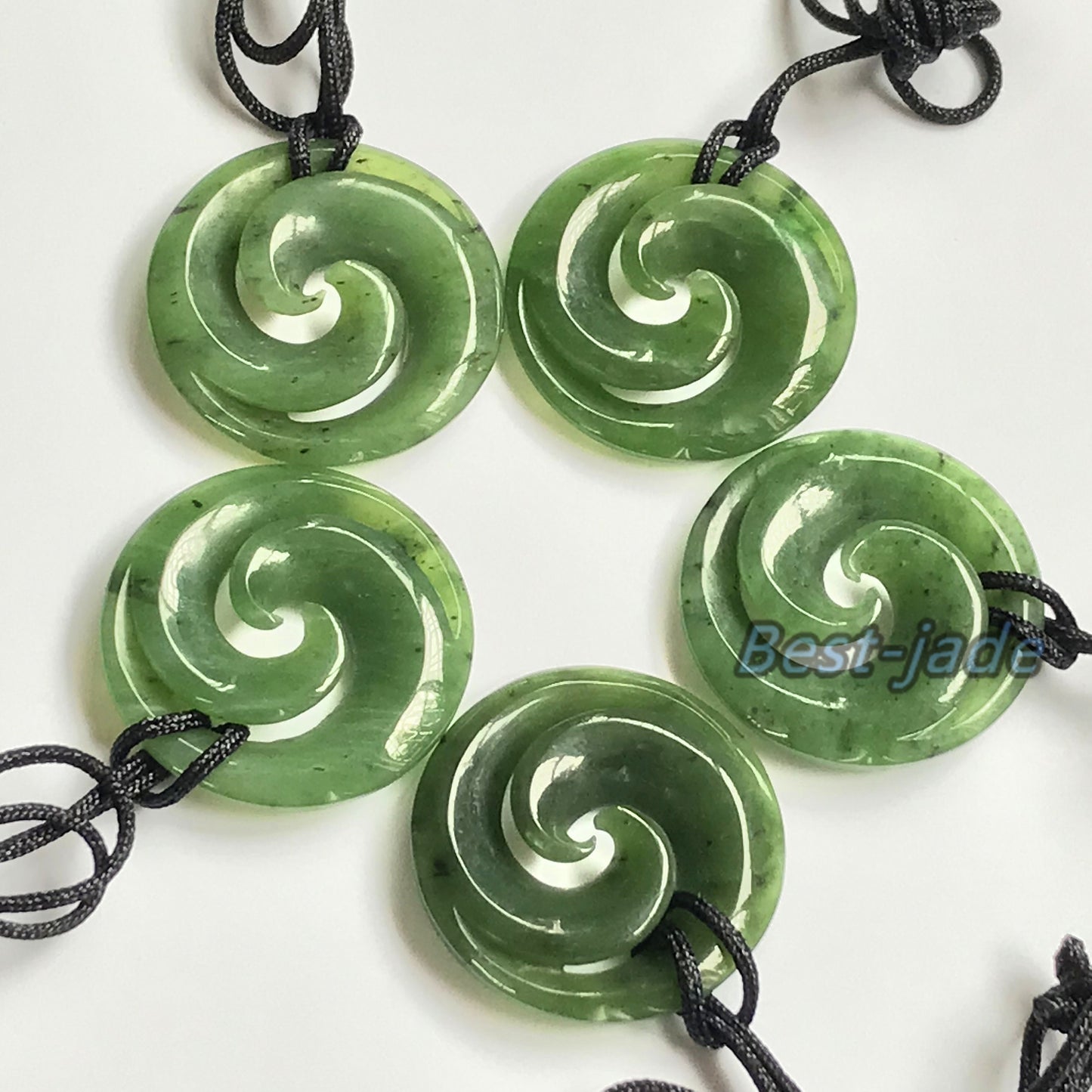 Double hook Natural Green Nephrite Jade Pendant NEW ZEALAND Maori Style Greenstone Pounamu Canadian JADE Koru Round Disc Hook Necklace