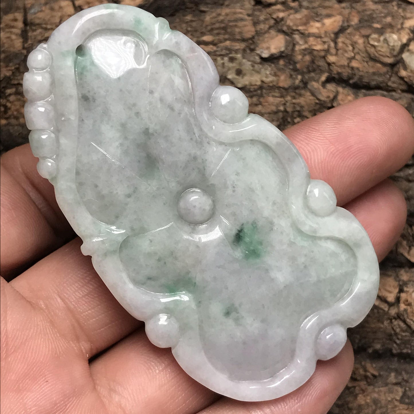 Big lotus Fish Ice Grade A Jade Natural Green Glass Burma Jadeite Beads children pendant Gemstone Type A Jadeite
