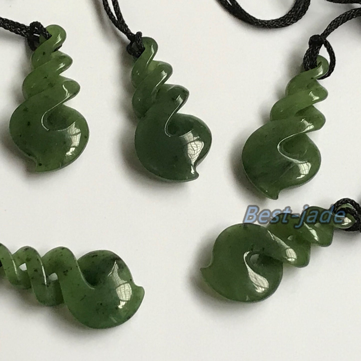 Twist Natural Green Nephrite Jade Pendant NEW ZEALAND Maori Style Greenstone Pounamu Earring Bc Canadian jasper Aquaman Hook Necklace