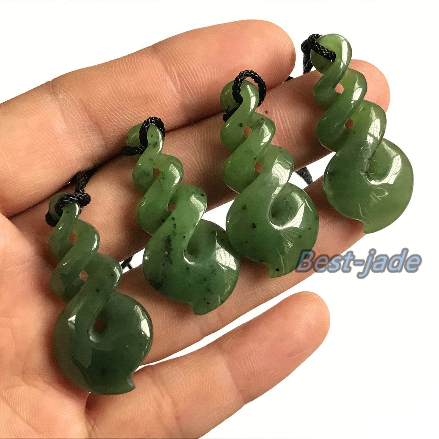 Twist Natural Green Nephrite Jade Pendant NEW ZEALAND Maori Style Greenstone Pounamu Earring Bc Canadian jasper Aquaman Hook Necklace