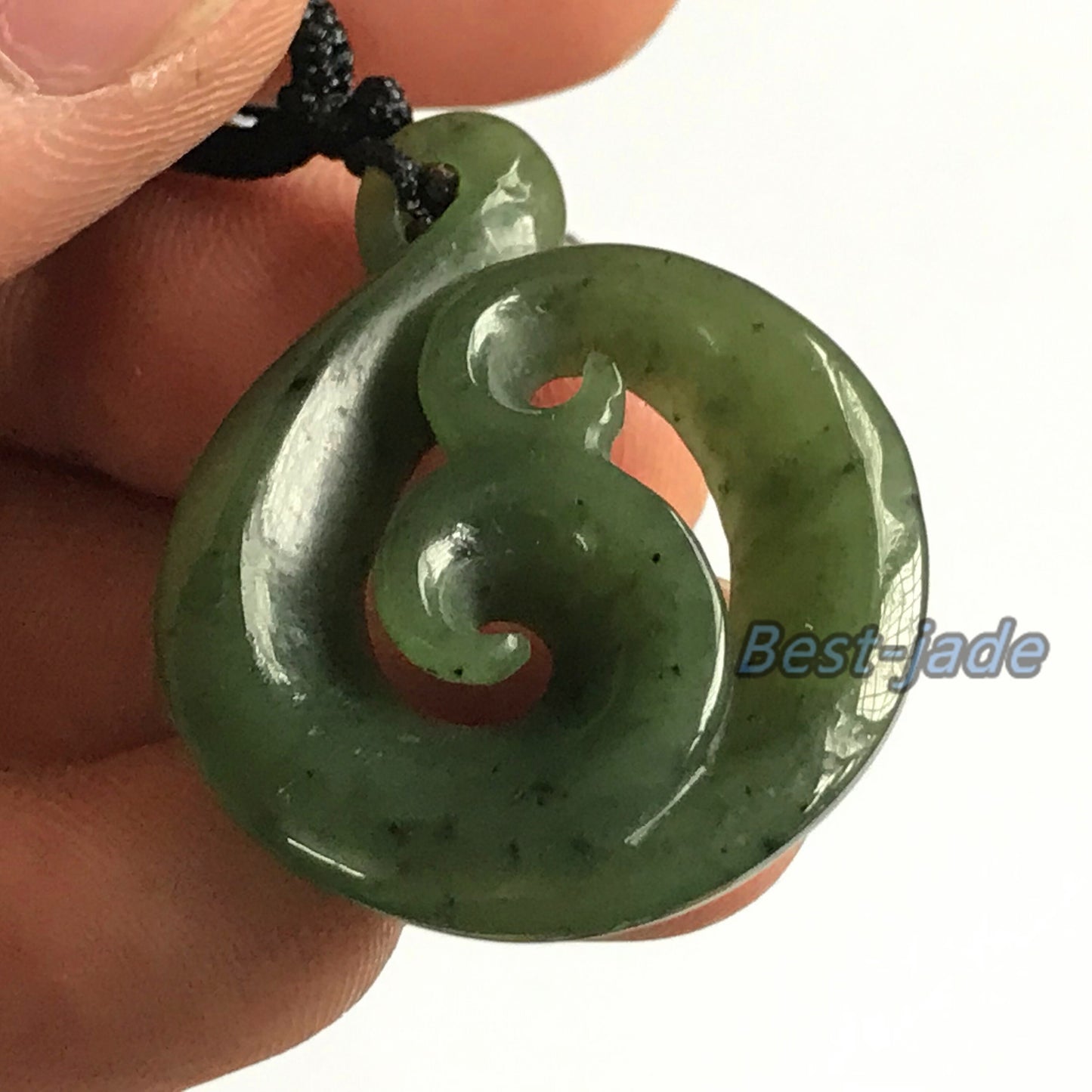 Custom-made Natural Green Nephrite Jade Pendant NEW ZEALAND Maori Style Greenstone Pounamu Canadian jade Koru Fish Hook Necklace