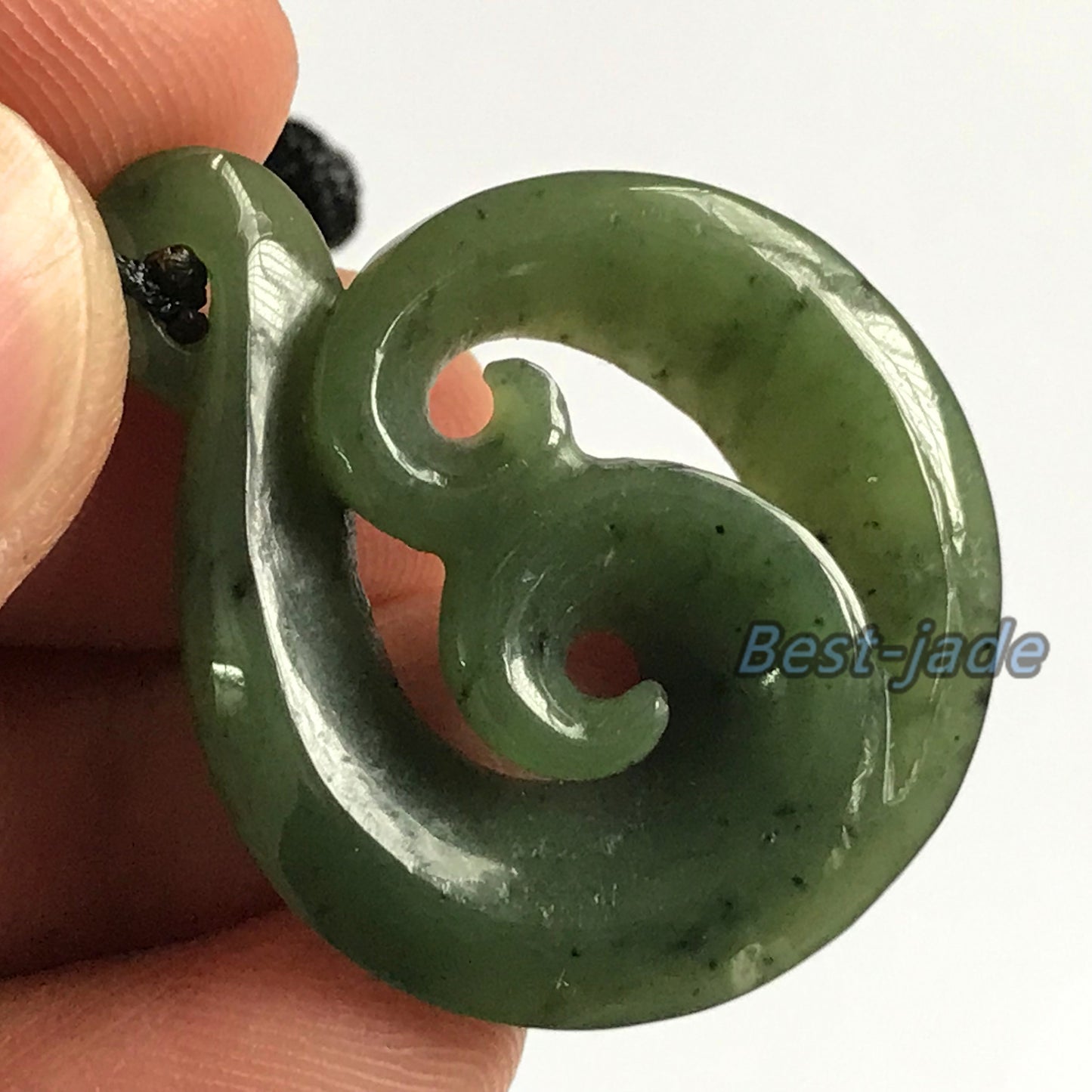 Custom-made Natural Green Nephrite Jade Pendant NEW ZEALAND Maori Style Greenstone Pounamu Canadian jade Koru Fish Hook Necklace