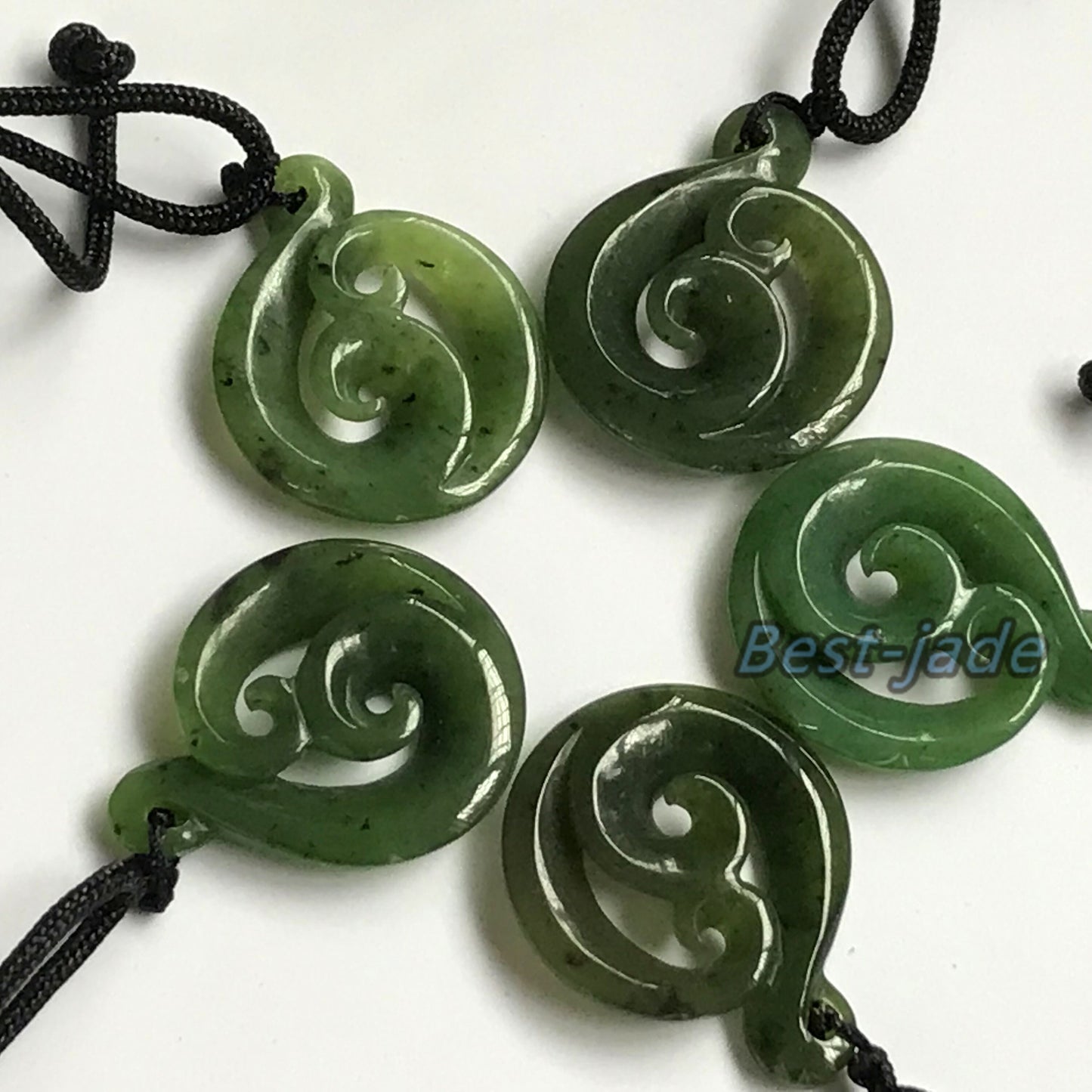 Custom-made Natural Green Nephrite Jade Pendant NEW ZEALAND Maori Style Greenstone Pounamu Canadian jade Koru Fish Hook Necklace