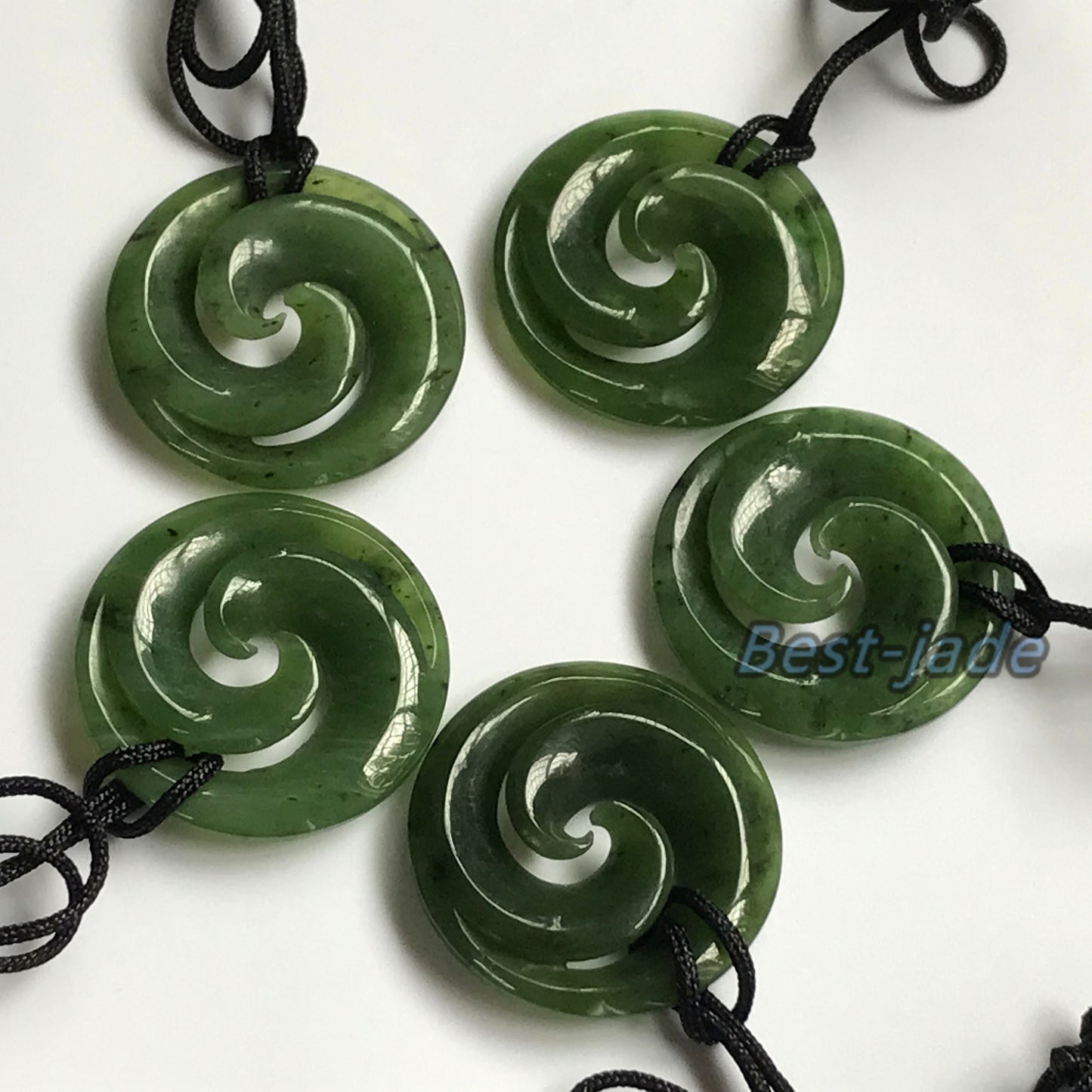 Double hook Natural Green Nephrite Jade Pendant NEW ZEALAND Maori Style Greenstone Pounamu Canadian JADE Koru Round Disc Hook Necklace