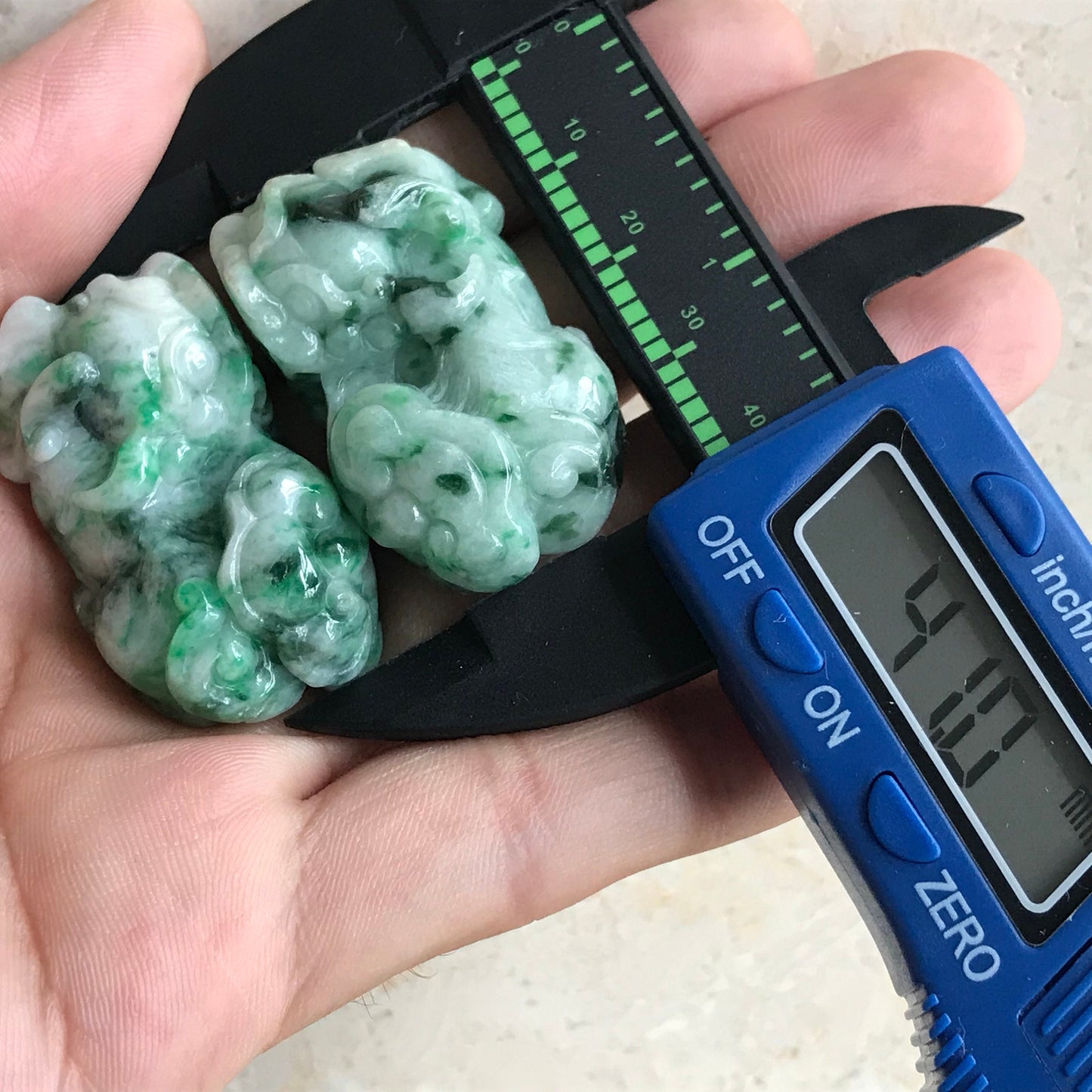 1pair Pixiu Grade A Jadeite Hand craved Natural ICE Green Burma jade Lady pendant BEADS Gemstone Ruyi Dragon Type A stone A