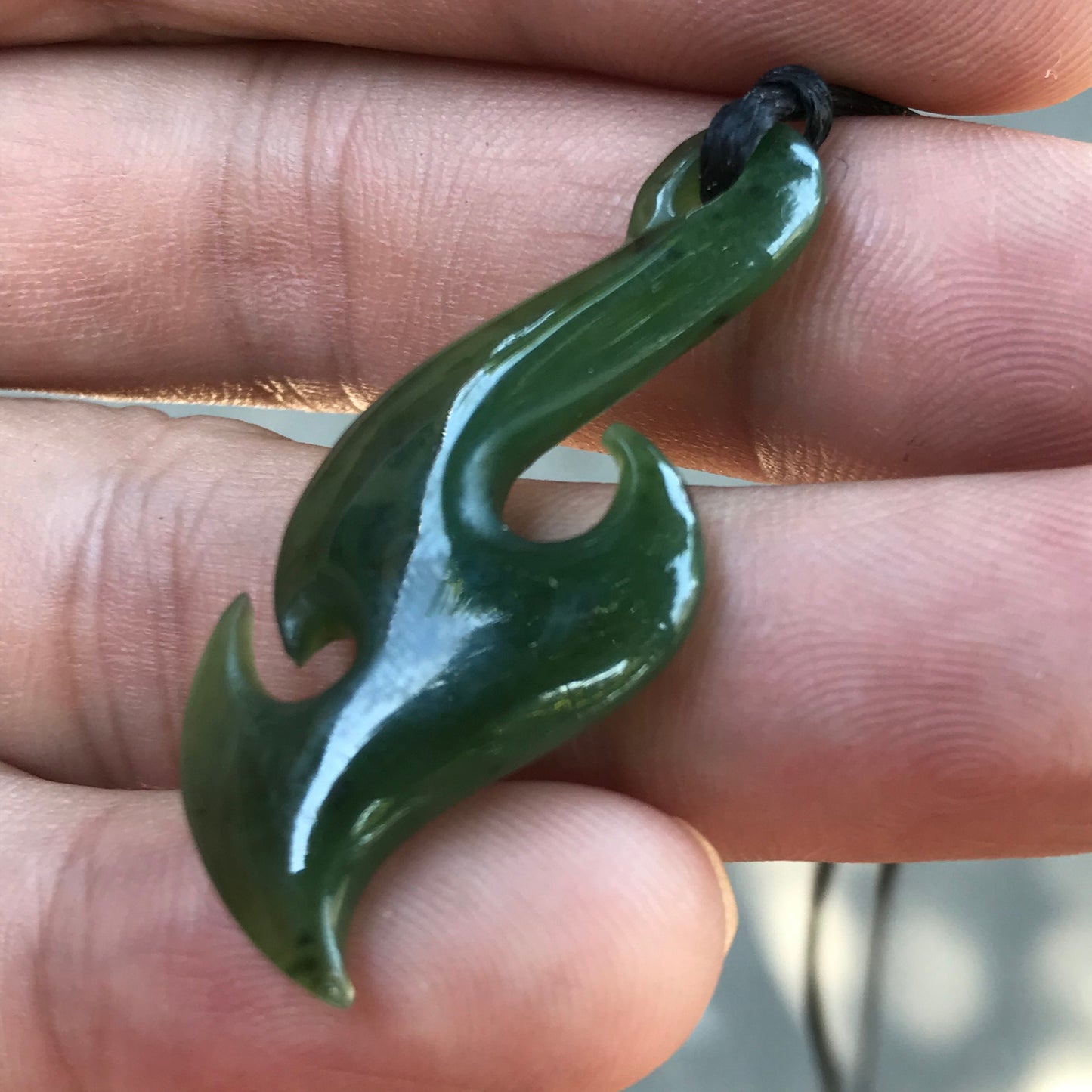 Custom-made Natural Green Nephrite Jade Pendant NEW ZEALAND Maori Style Greenstone Pounamu Canadian jasper Koru Fish Hook Necklace