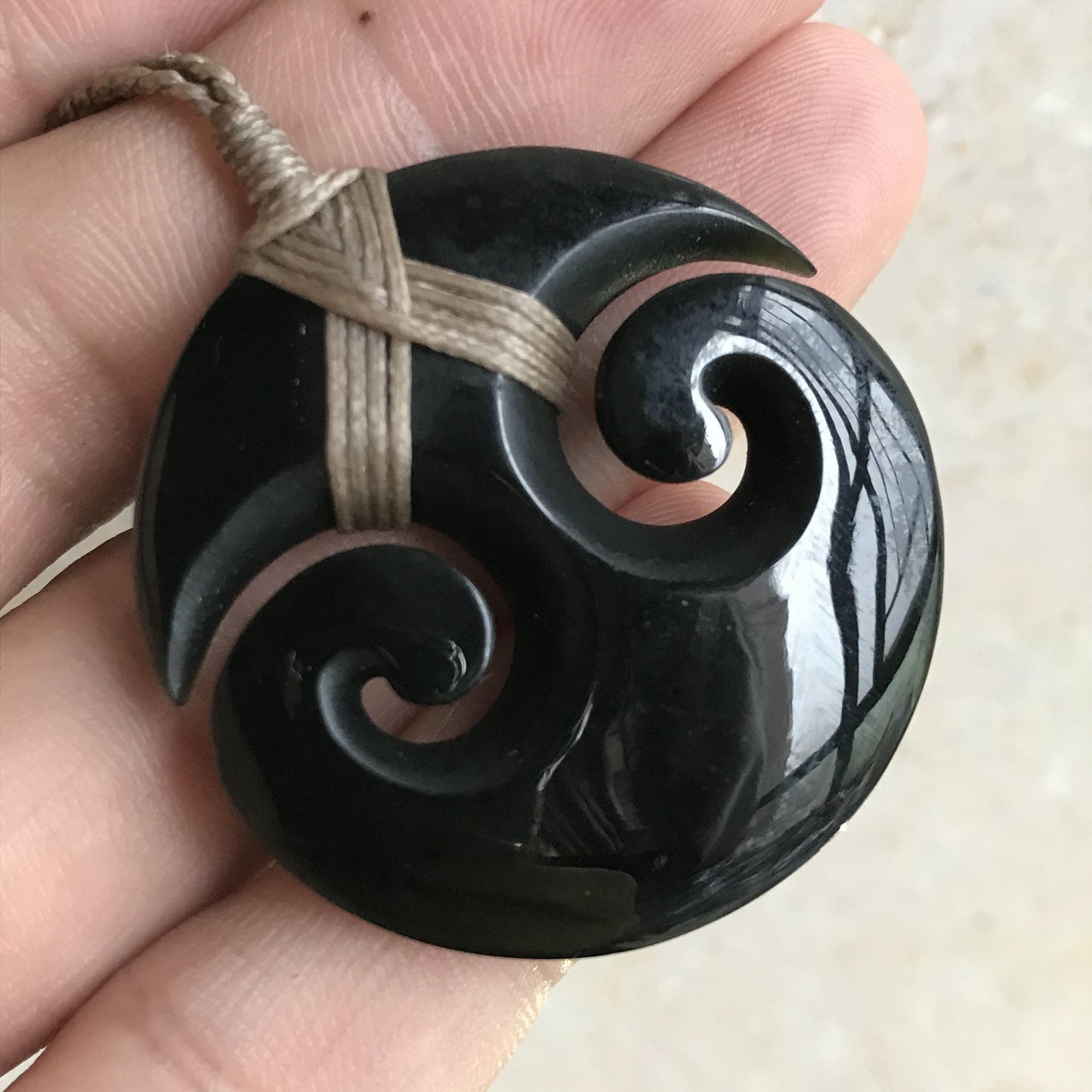 Custom-made Natural Australian Black Nephrite Jade shine polishing Pendant Maori Style Greenstone Pounamu Koru Aquaman Fish Hook Necklace