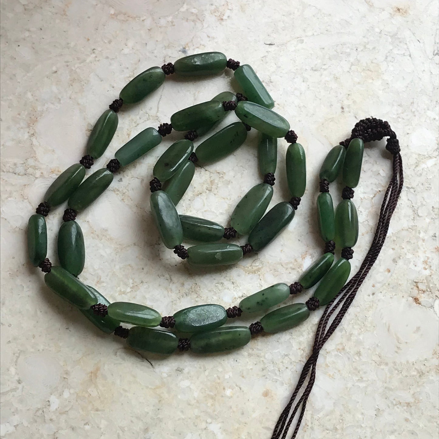 Natural Green Nephrite Canadian jade Greenstone Beads necklace