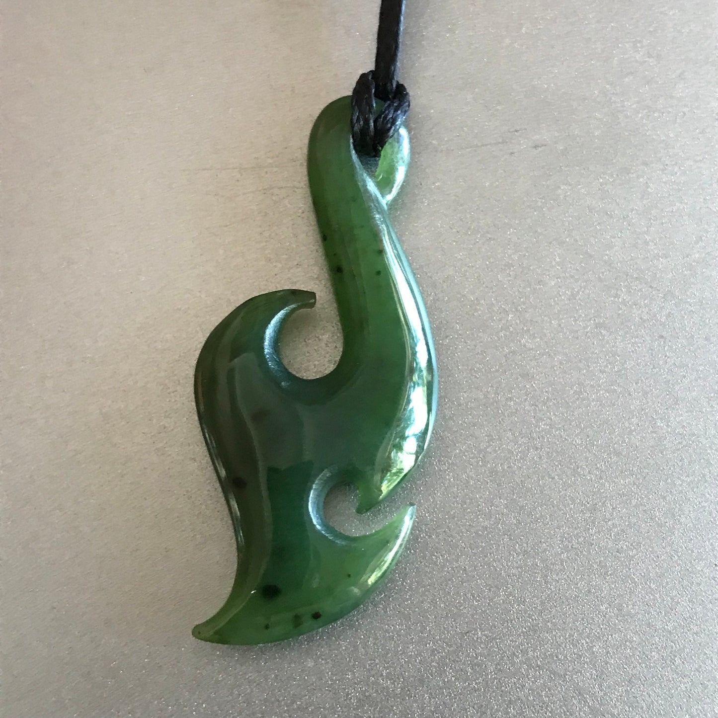 Custom-made Natural Green Nephrite Jade Pendant NEW ZEALAND Maori Style Greenstone Pounamu Canadian jasper Koru Fish Hook Necklace