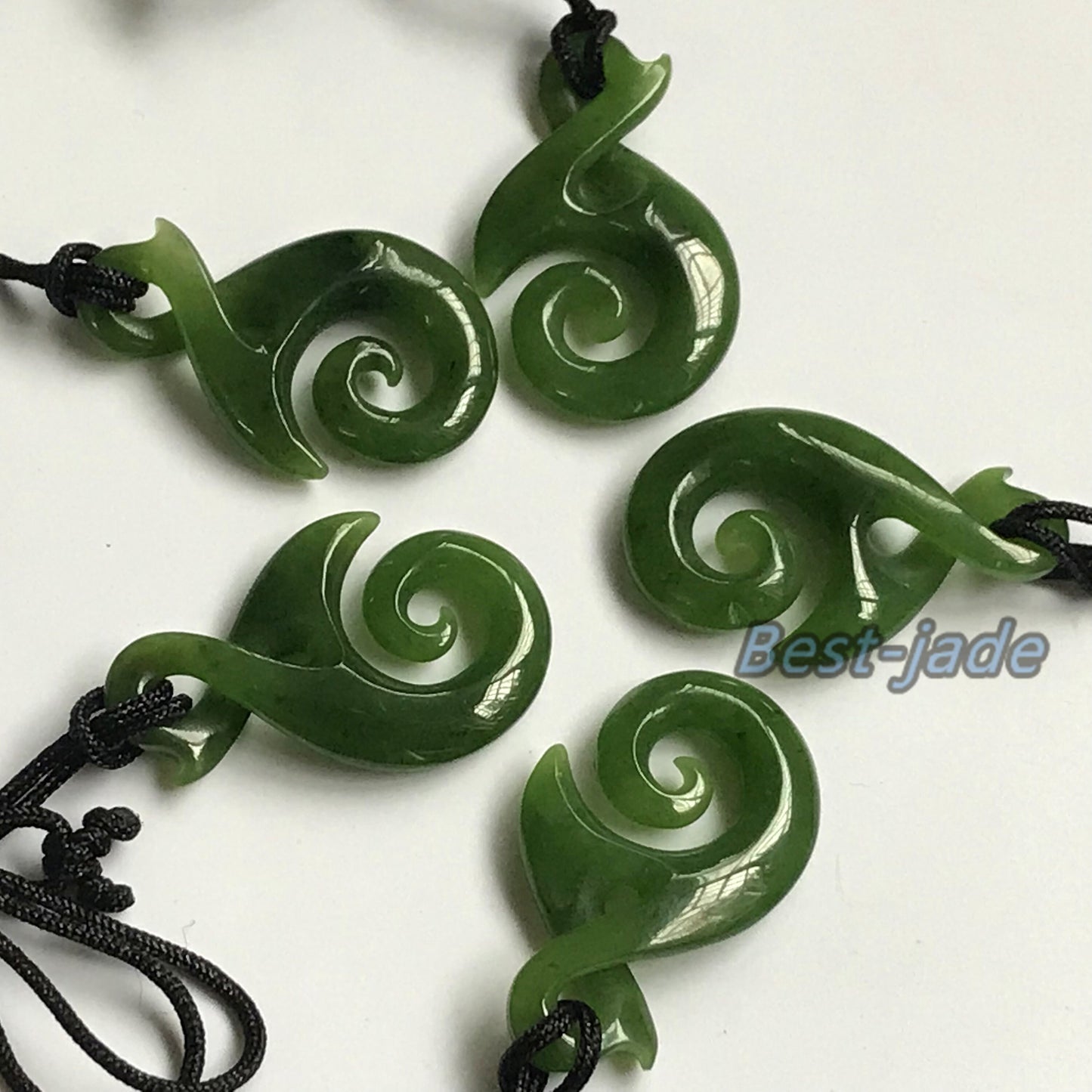 Custom Natural Green Nephrite Jade Pendant NEW ZEALAND Maori Style Greenstone Pounamu Canadian jasper Koru Fish Hook Necklace