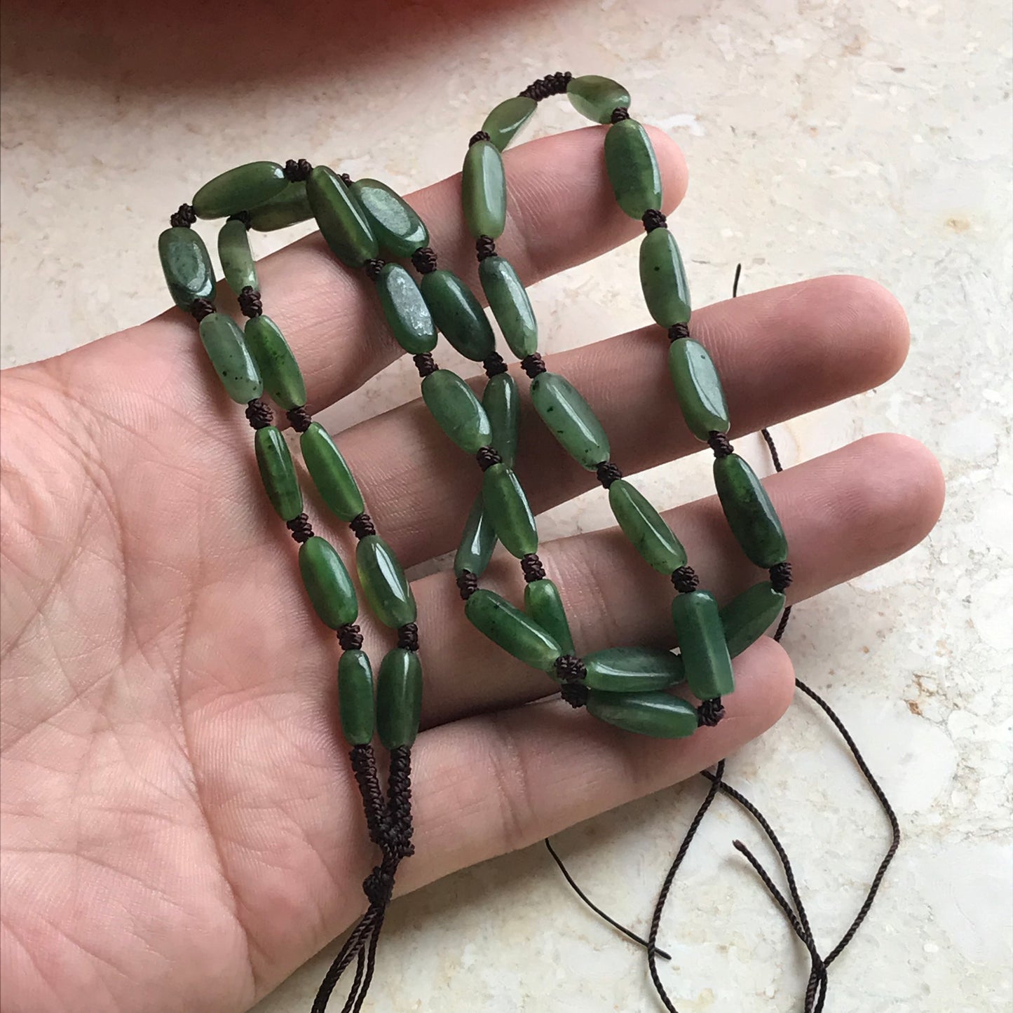 Natural Green Nephrite Canadian jade Greenstone Beads necklace