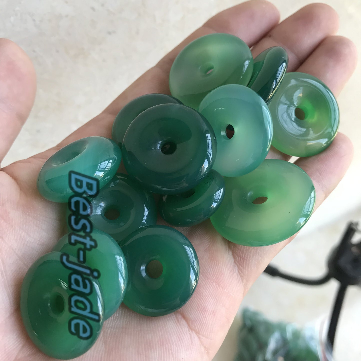 10PCS donut Pendant Natural A Jade ICE Agate Flat Round Beads doughnut baby lady necklace earrings Pure jade jewelry gift