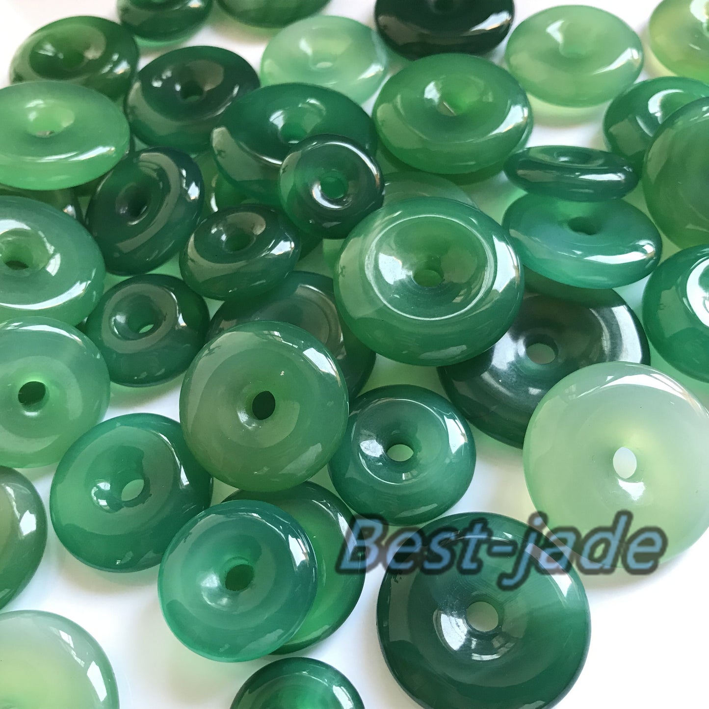 10PCS donut Pendant Natural A Jade ICE Agate Flat Round Beads doughnut baby lady necklace earrings Pure jade jewelry gift