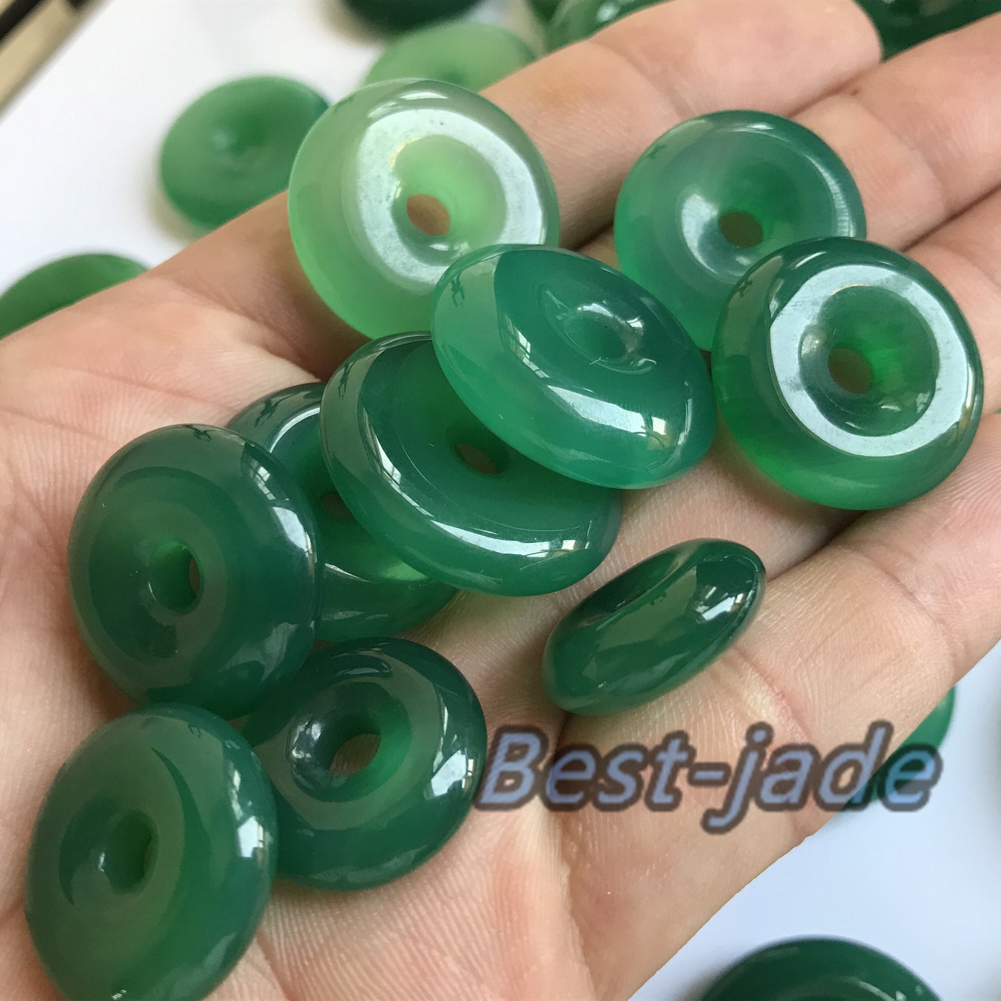 10PCS donut Pendant Natural A Jade ICE Agate Flat Round Beads doughnut baby lady necklace earrings Pure jade jewelry gift