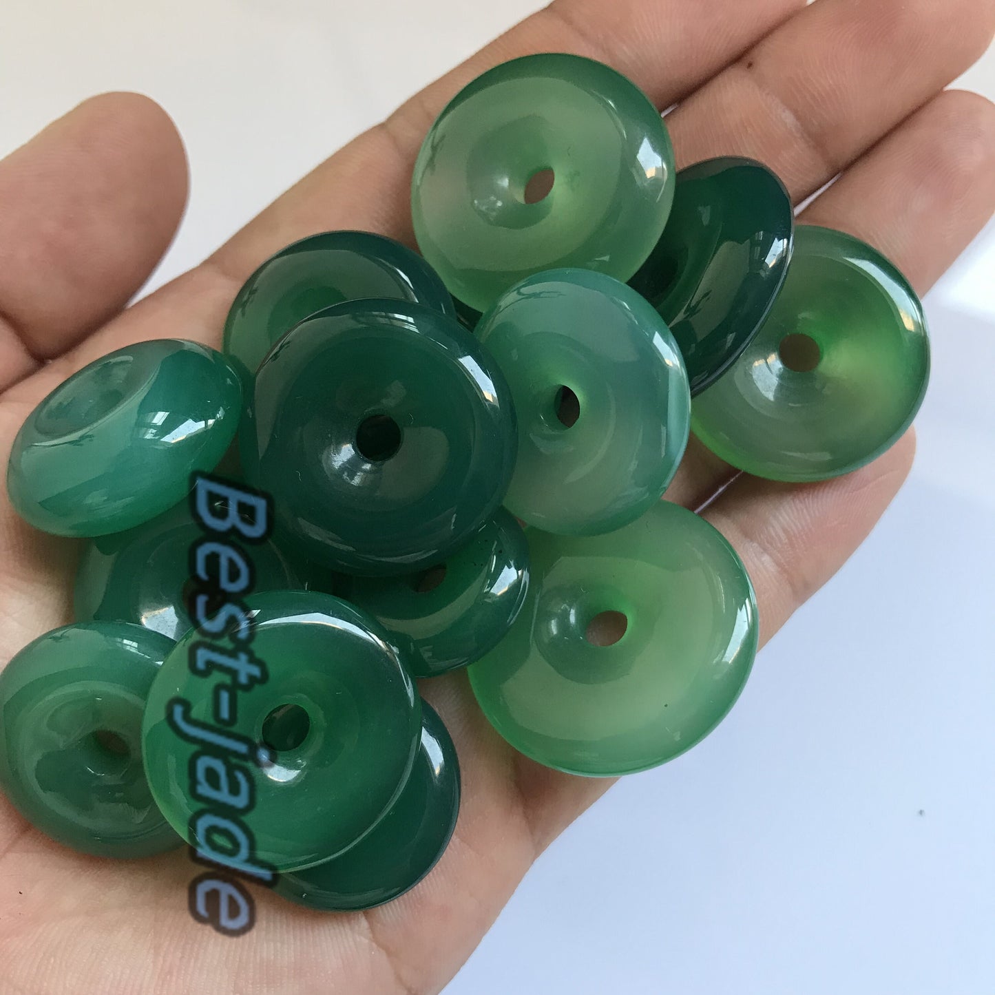 10PCS donut Pendant Natural A Jade ICE Agate Flat Round Beads doughnut baby lady necklace earrings Pure jade jewelry gift