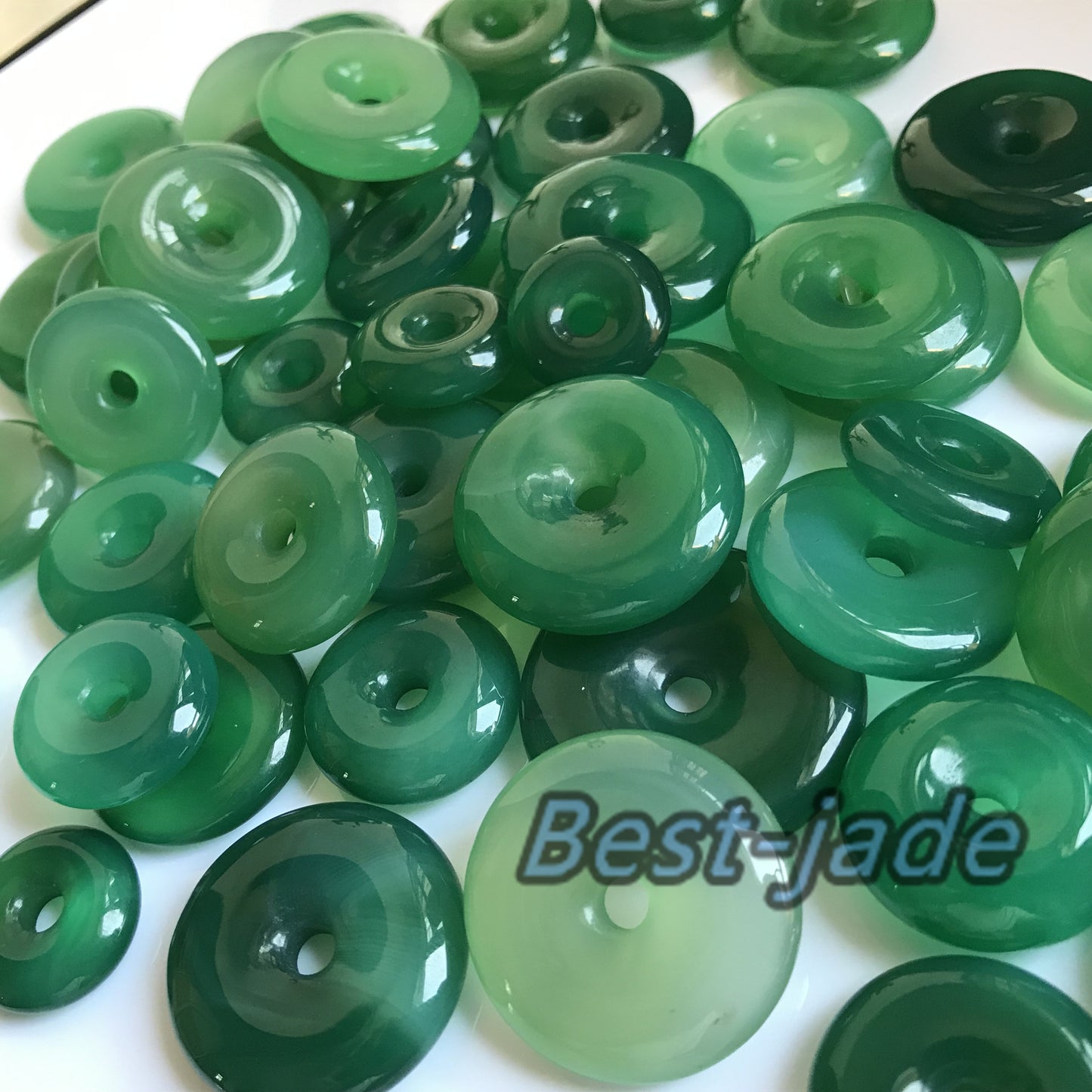 10PCS donut Pendant Natural A Jade ICE Agate Flat Round Beads doughnut baby lady necklace earrings Pure jade jewelry gift