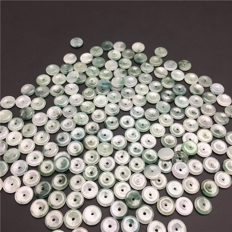 100PCS Ice Flower Green Wholesale 7mm Grade A ICY Jade Jadeite Flat Roundness Beads Spacer Best jade