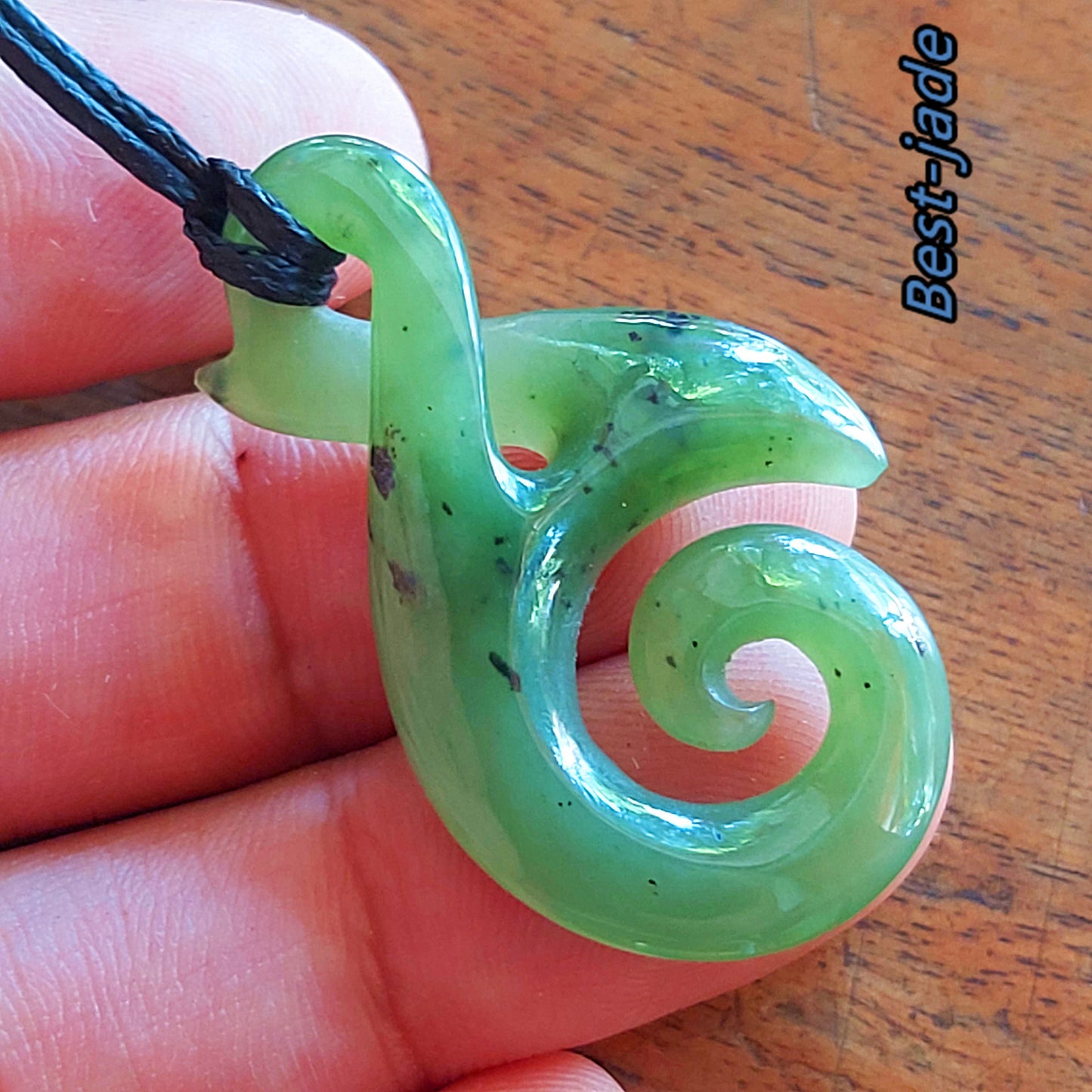 Custom Natural Green Nephrite Jade Pendant NEW ZEALAND Maori Style Greenstone Pounamu Canadian jasper Koru Fish Hook Necklace