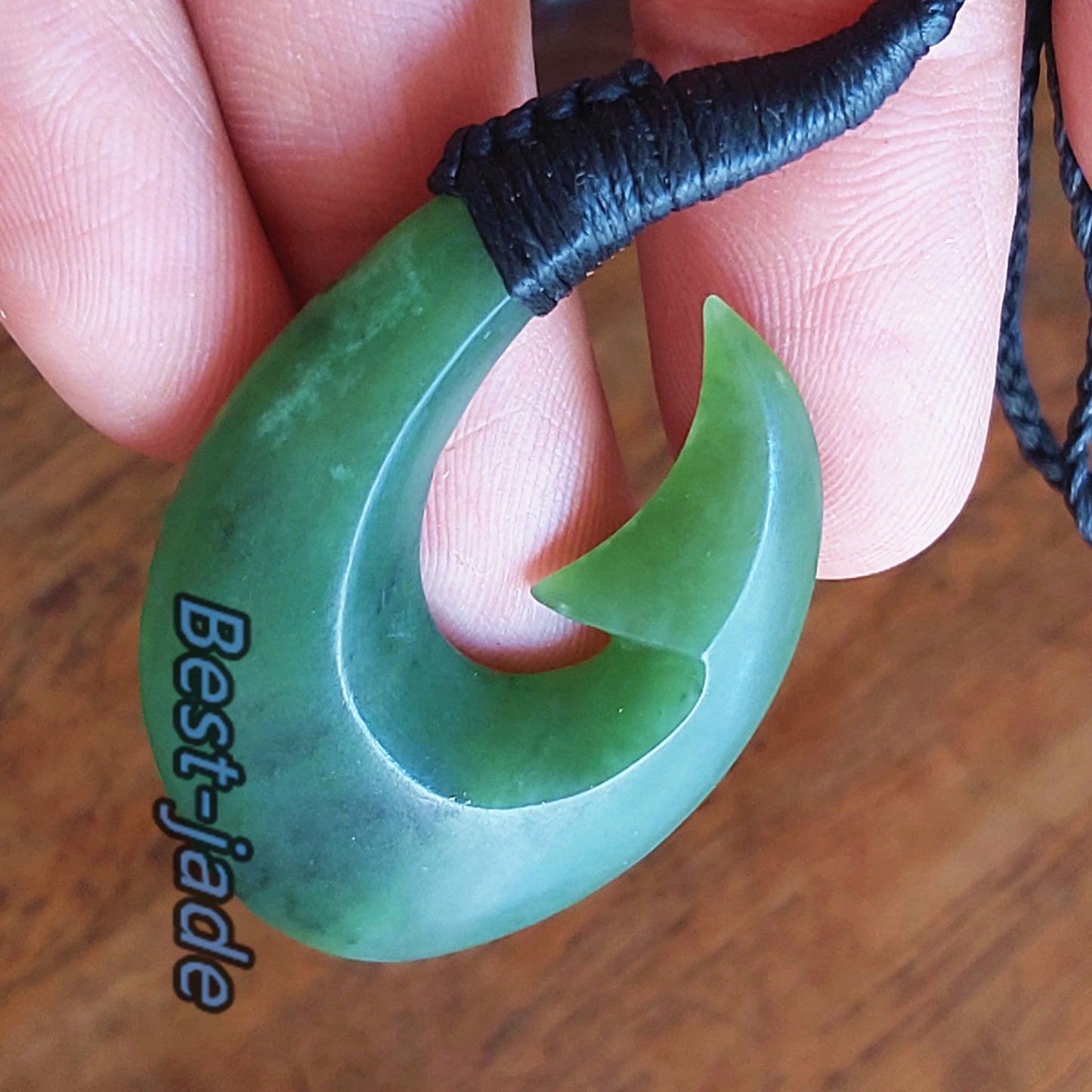 Custom Natural Green Nephrite Jade Dull polish Pendant NEW ZEALAND Maori Style Greenstone Pounamu Canadian jasper Koru Fish Hook Necklace