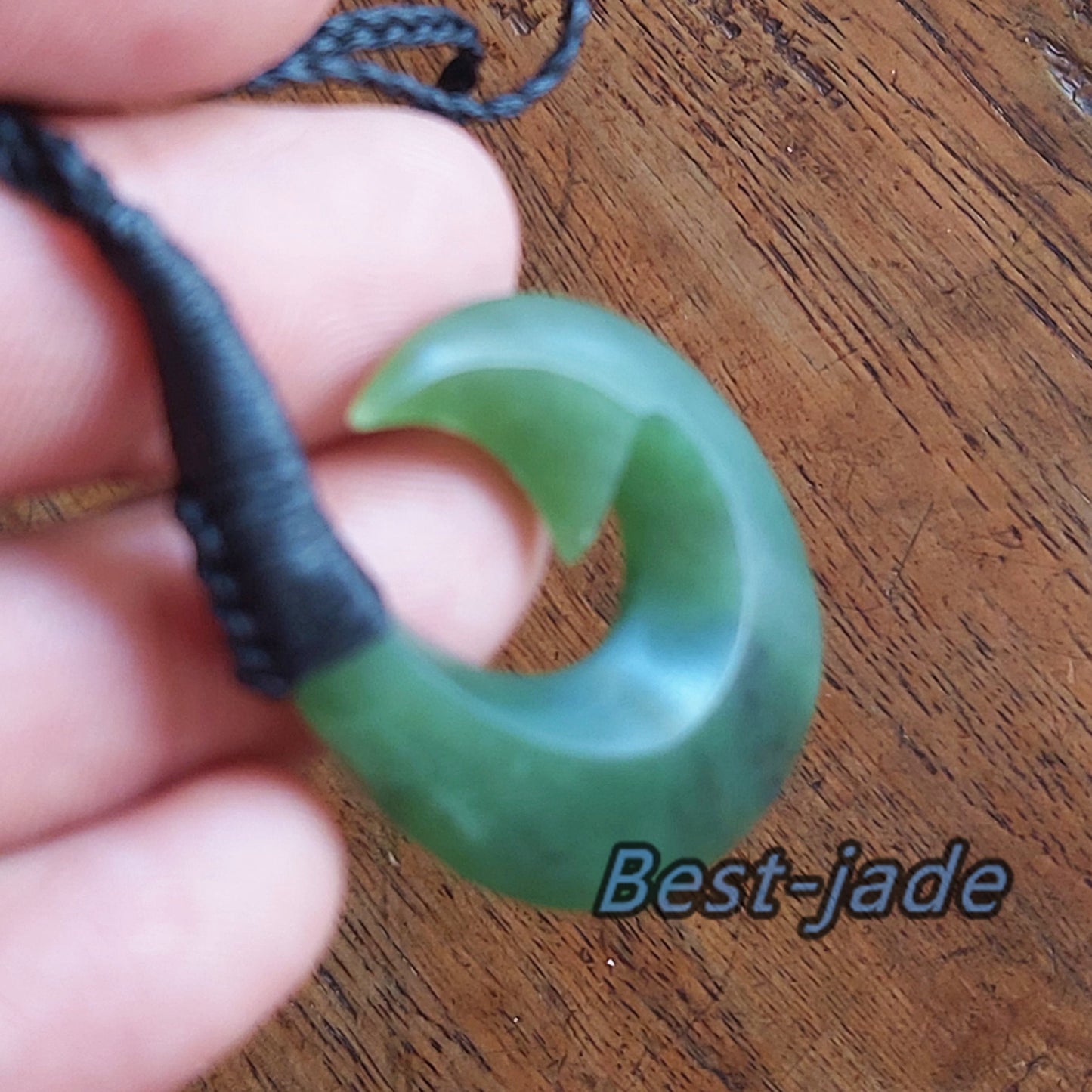 Custom Natural Green Nephrite Jade Dull polish Pendant NEW ZEALAND Maori Style Greenstone Pounamu Canadian jasper Koru Fish Hook Necklace