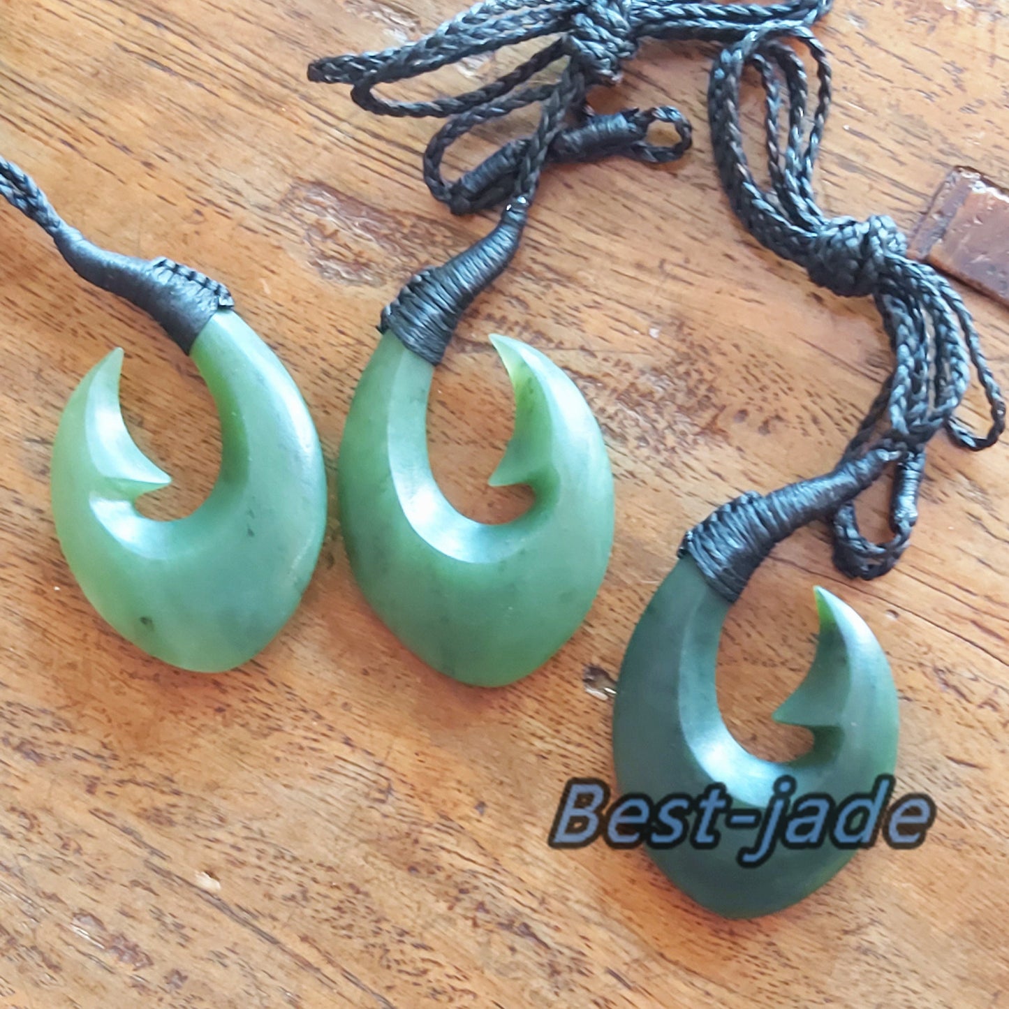 Custom Natural Green Nephrite Jade Dull polish Pendant NEW ZEALAND Maori Style Greenstone Pounamu Canadian jasper Koru Fish Hook Necklace