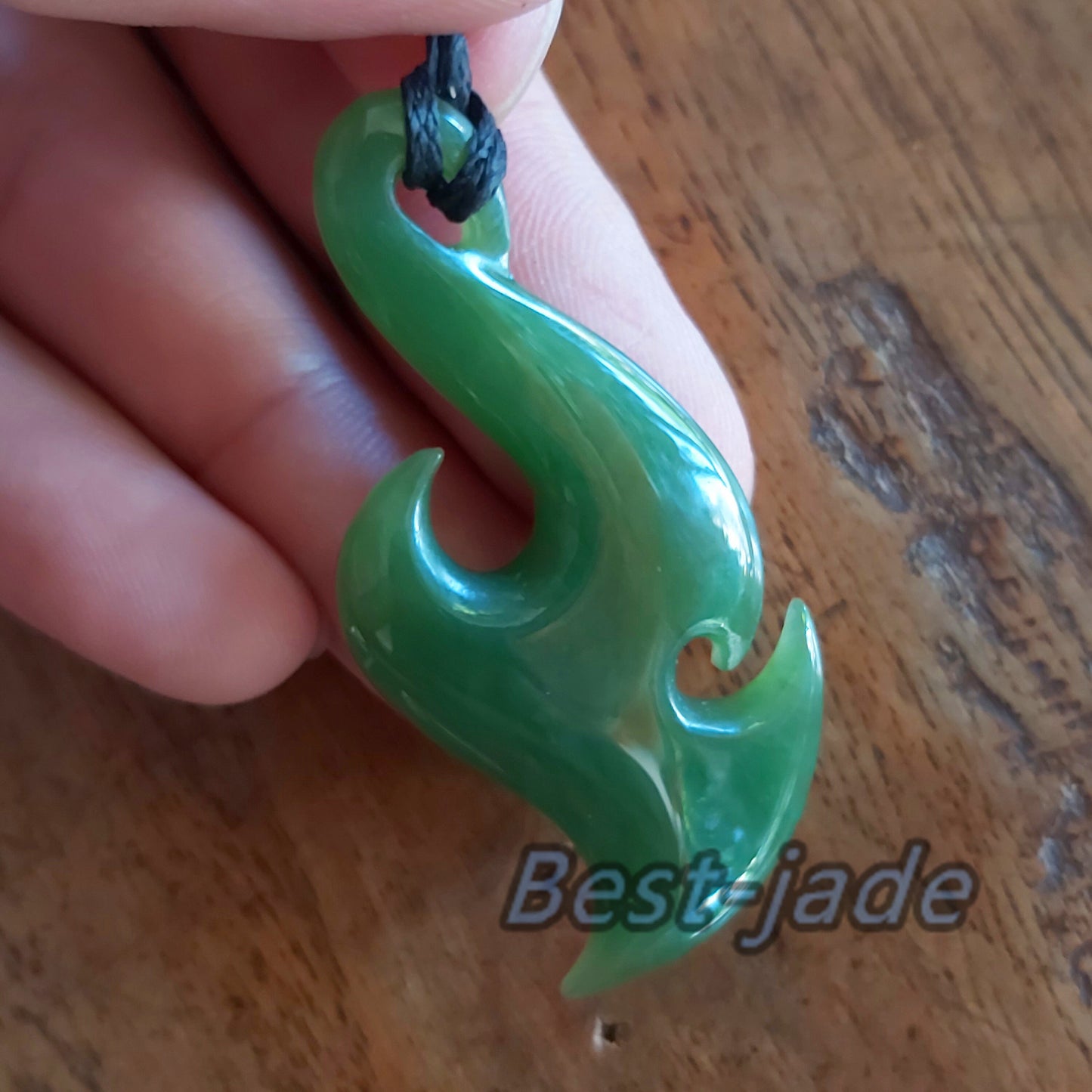 Custom-made Natural Green Nephrite Jade Pendant NEW ZEALAND Maori Style Greenstone Pounamu Canadian jasper Koru Fish Hook Necklace