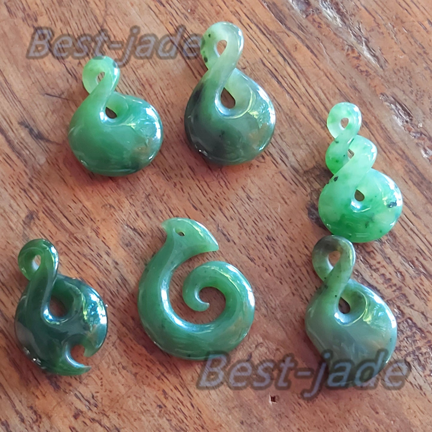 6 Style Natural Green Nephrite Jade Pendant NEW ZEALAND Maori Style Greenstone Pounamu Canadian jasper Koru Aquaman Fish Hook Small Necklace