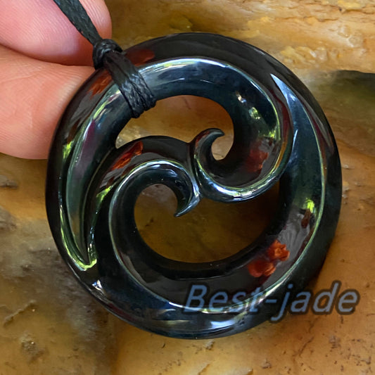 Natural Australian Black green Nephrite Jade Pendant Maori Style Greenstone Fish Hook Hand carved Men Necklace