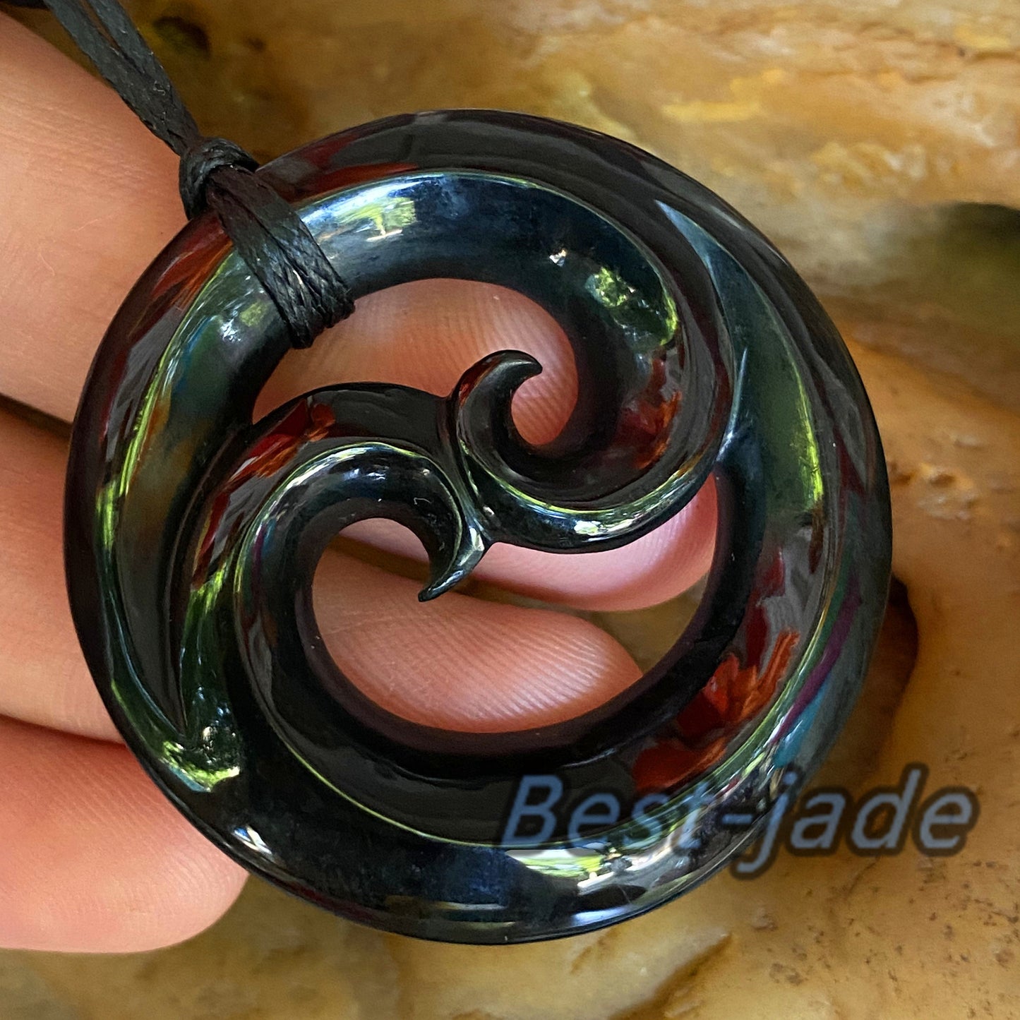 Natural Australian Black green Nephrite Jade Pendant Maori Style Greenstone Fish Hook Hand carved Men Necklace