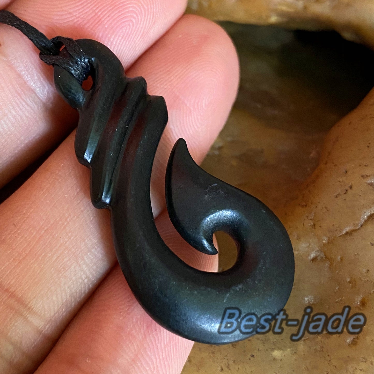 Natural Black Green Nephrite Jade Dull polishing Pendant Maori Style Australian jade greenstone jewelry gift