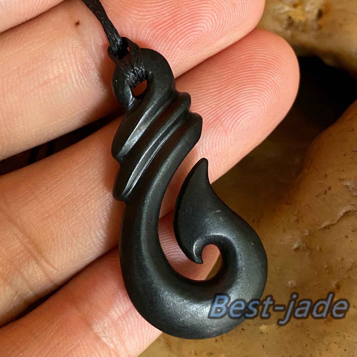 Natural Black Green Nephrite Jade Dull polishing Pendant Maori Style Australian jade greenstone jewelry gift