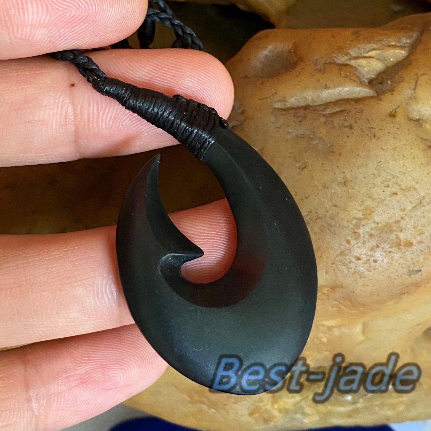 Natural Black Green Nephrite Jade Pendant Australian jade necklace Jewelry jade gift Hawaii style Fish hook pendant beads